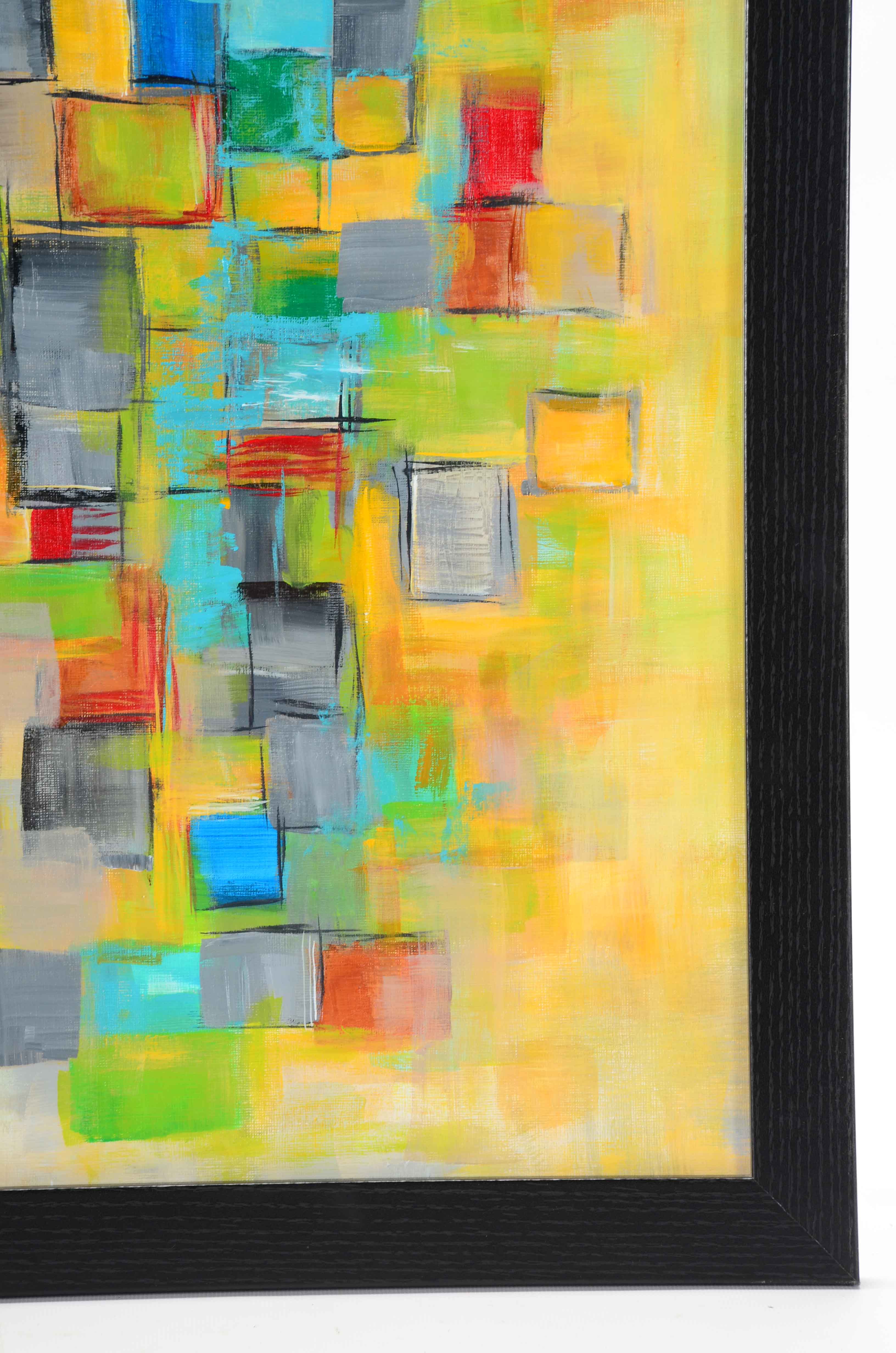 Sanna Original Acrylic on Paper "Quilted (In The Gold) #1"