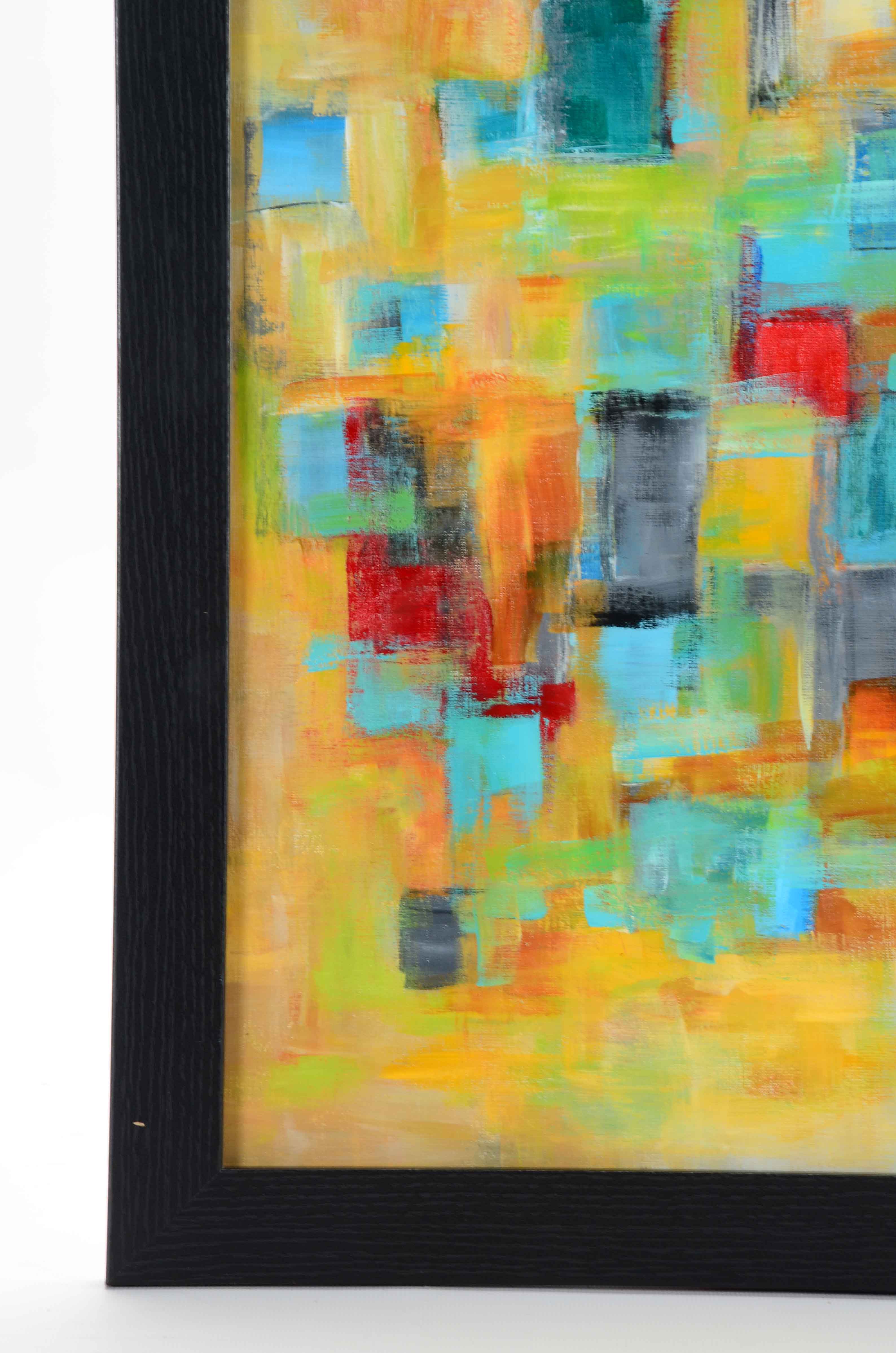 Sanna Original Acrylic on Paper "Quilted (In The Gold) #2"