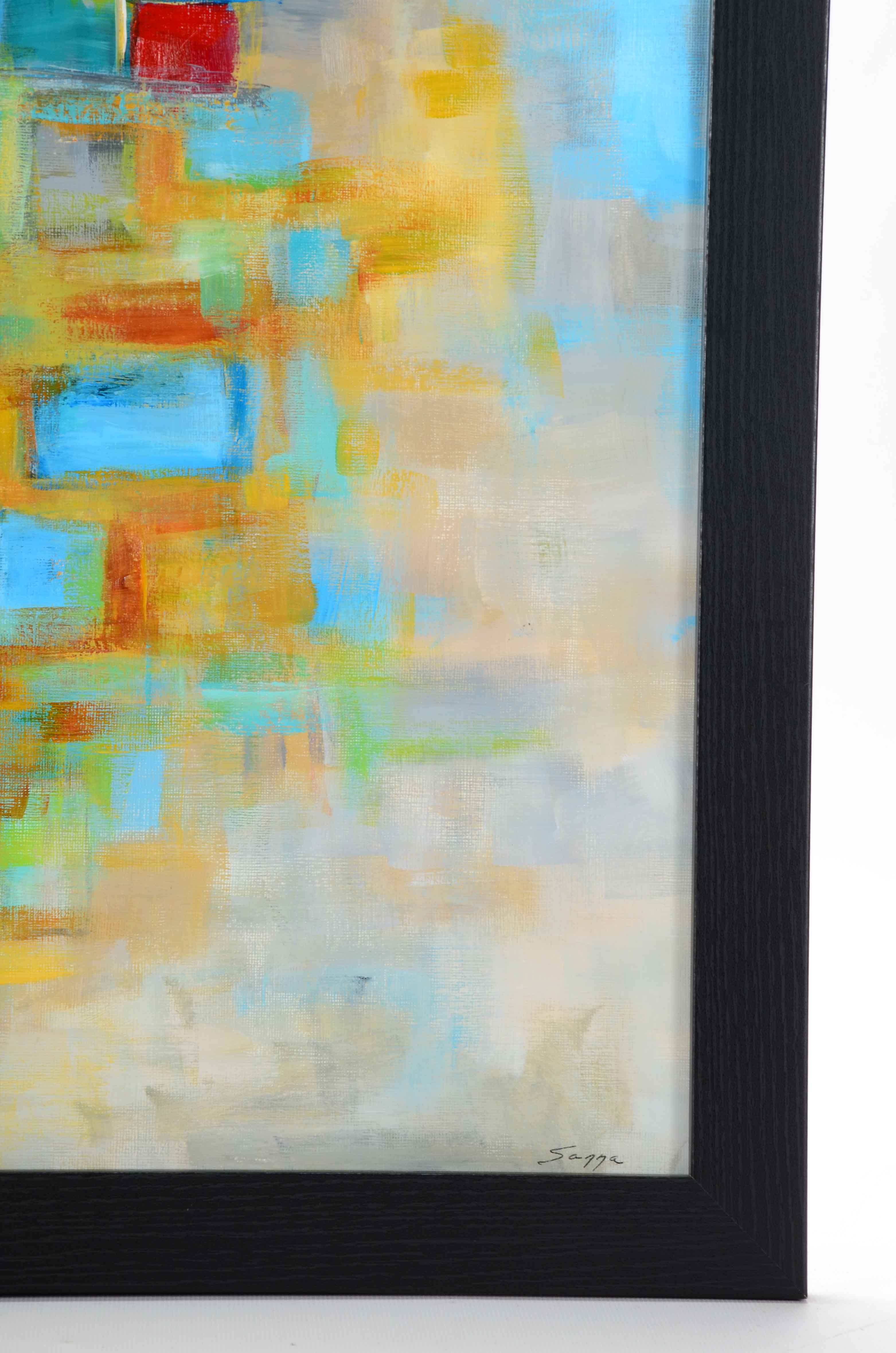 Sanna Original Acrylic on Paper "Quilted (In The Gold) #2"