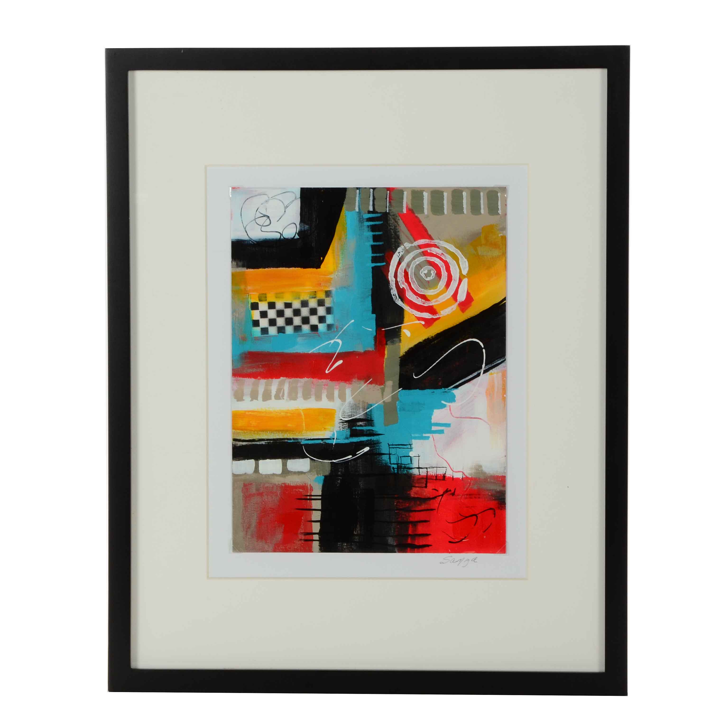 Sanna Original Acrylic Painting on Paper "Dreaming"