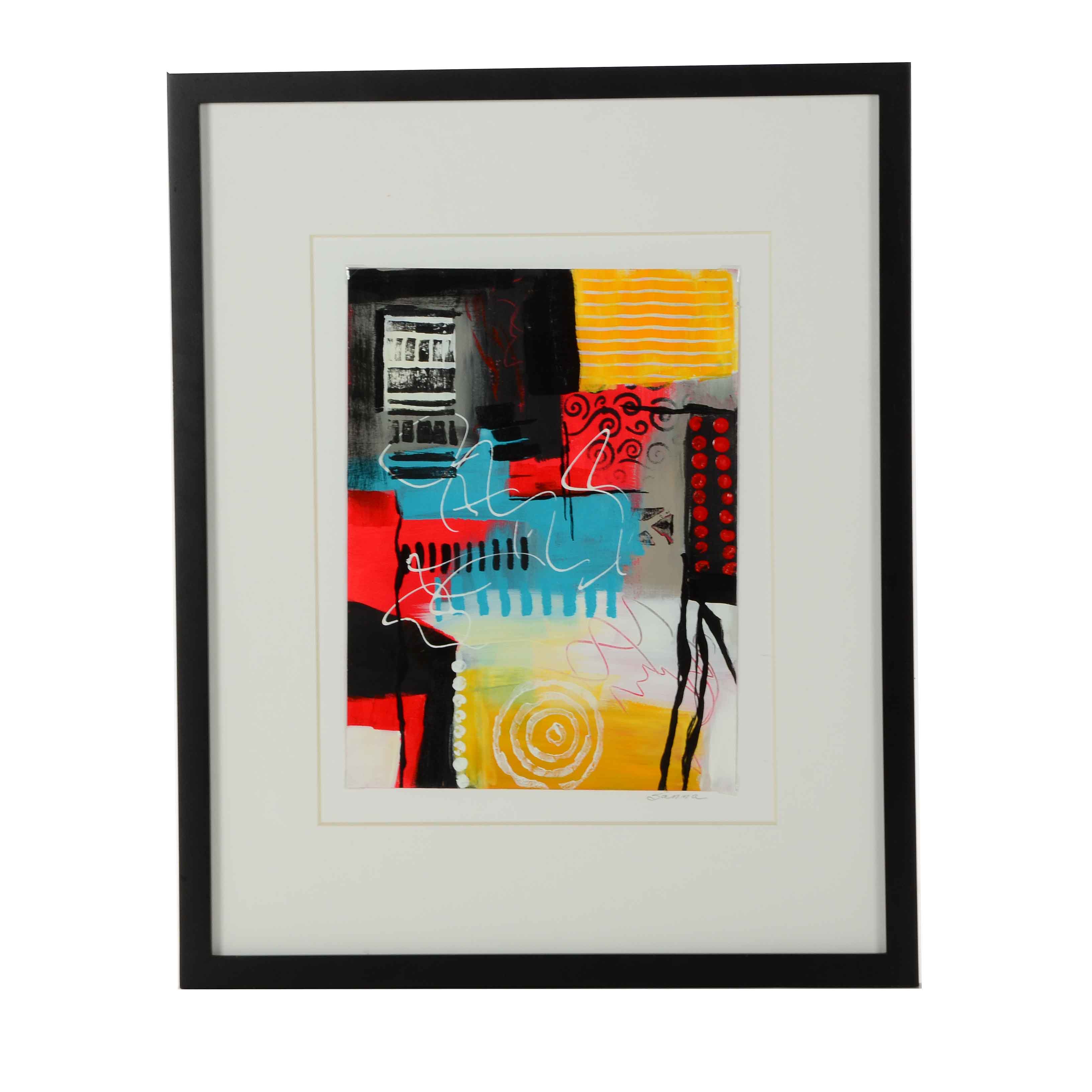 Sanna Original Acrylic Painting on Paper "The Challenge"