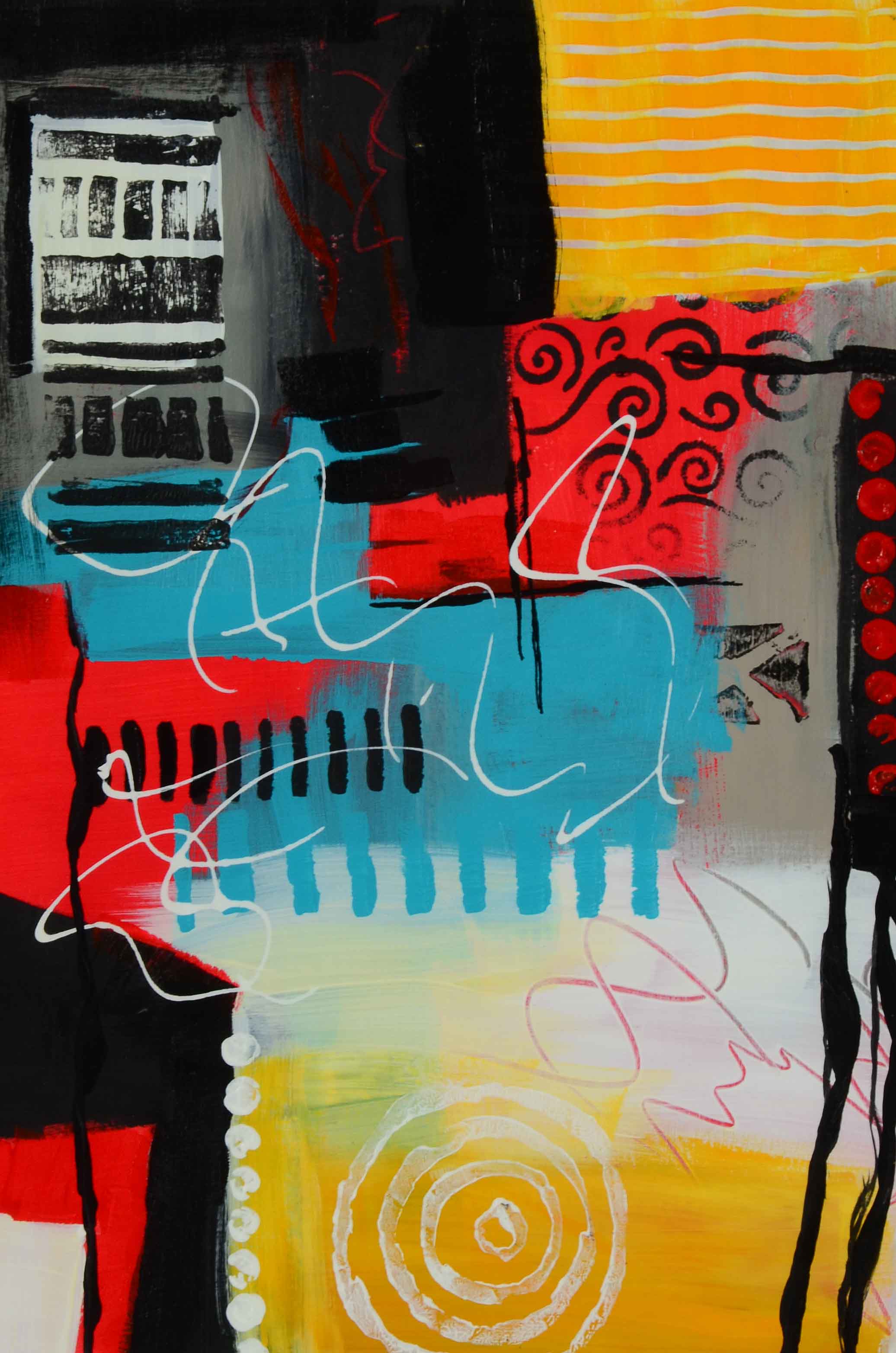 Sanna Original Acrylic Painting on Paper "The Challenge"