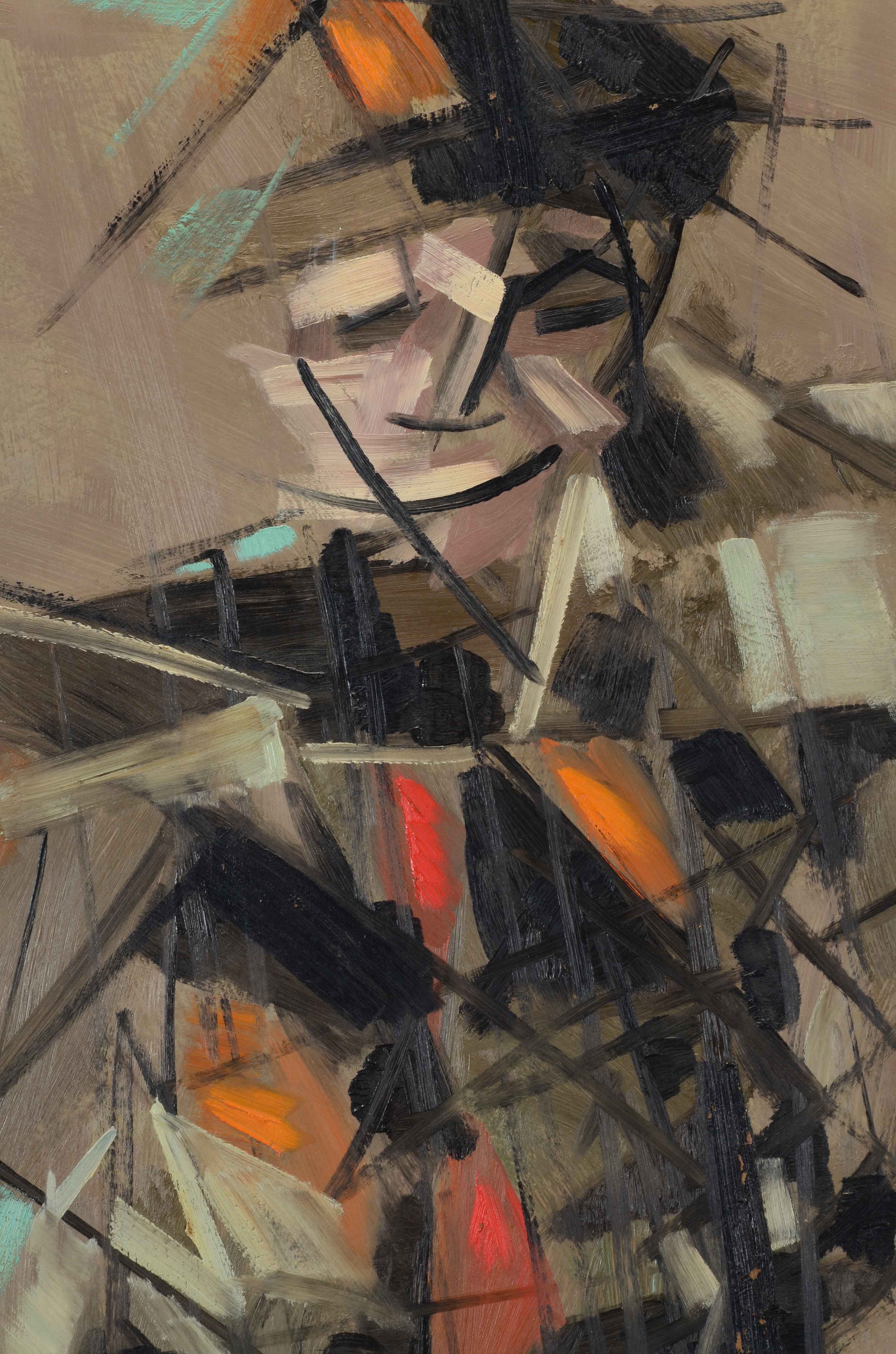 Kasan Signed Abstract Oil Painting of a Figure