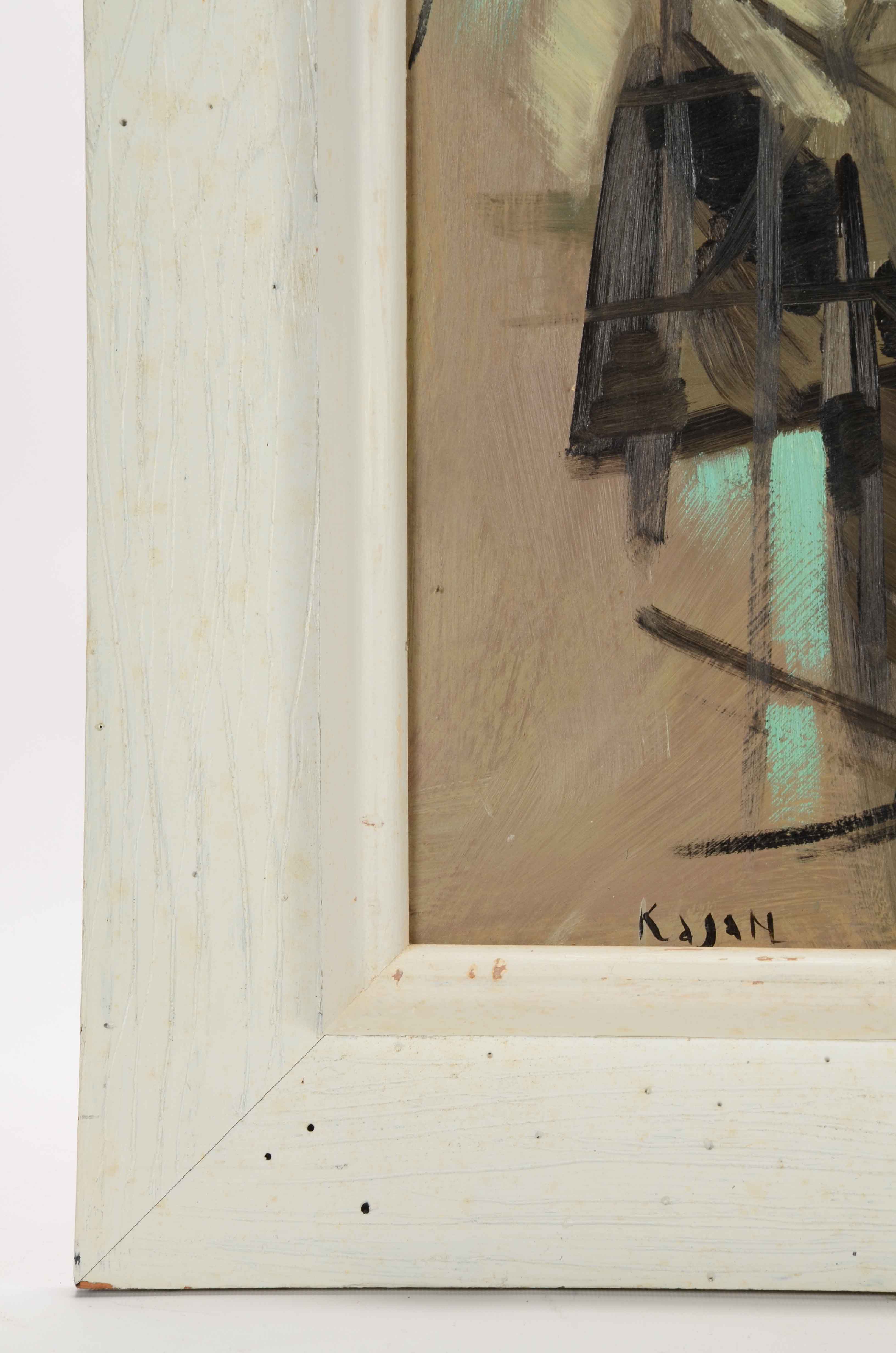 Kasan Signed Abstract Oil Painting of a Figure