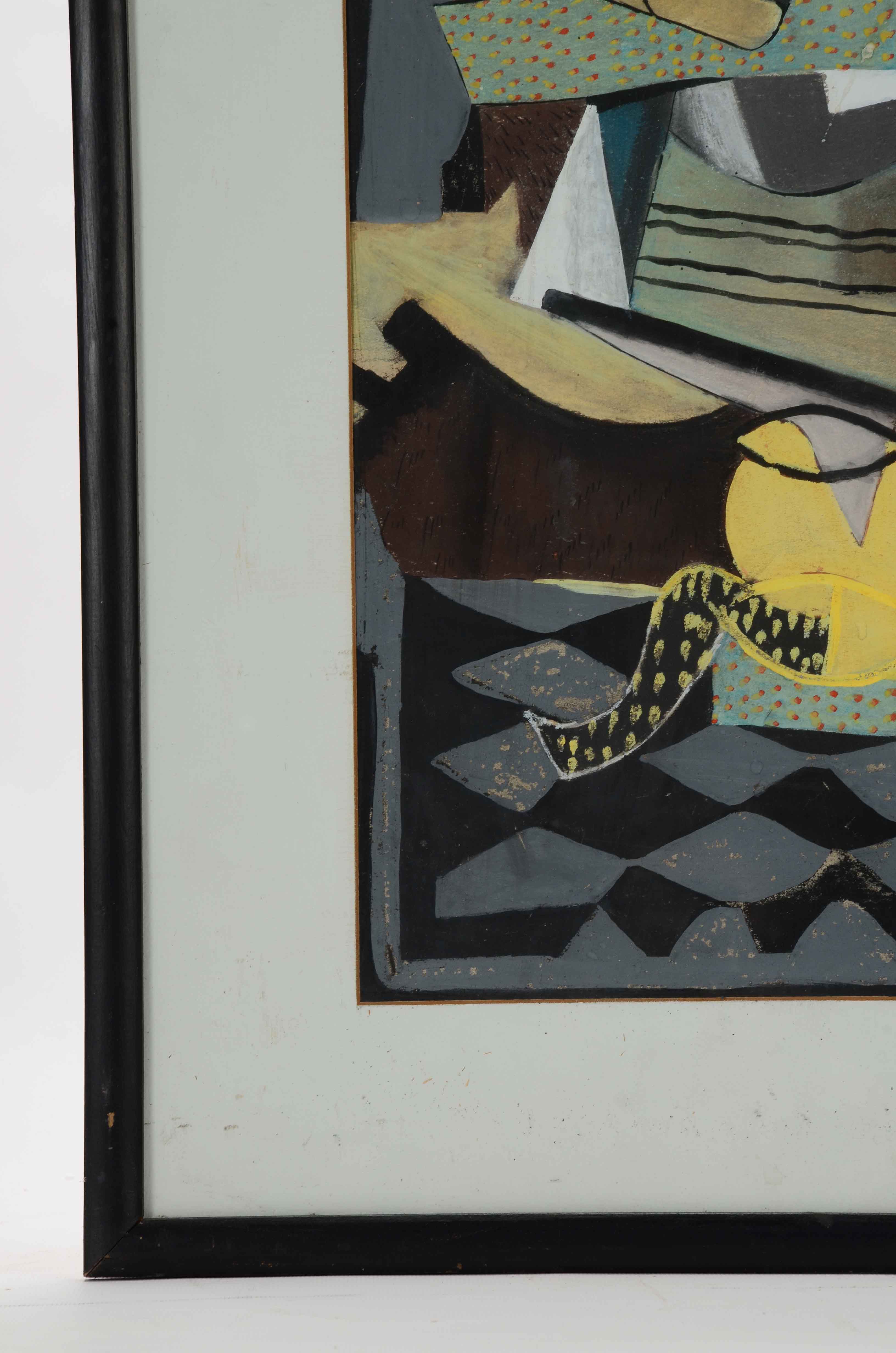 Original Gouache Painting on Paper after Georges Braque's "Cafe Bar"