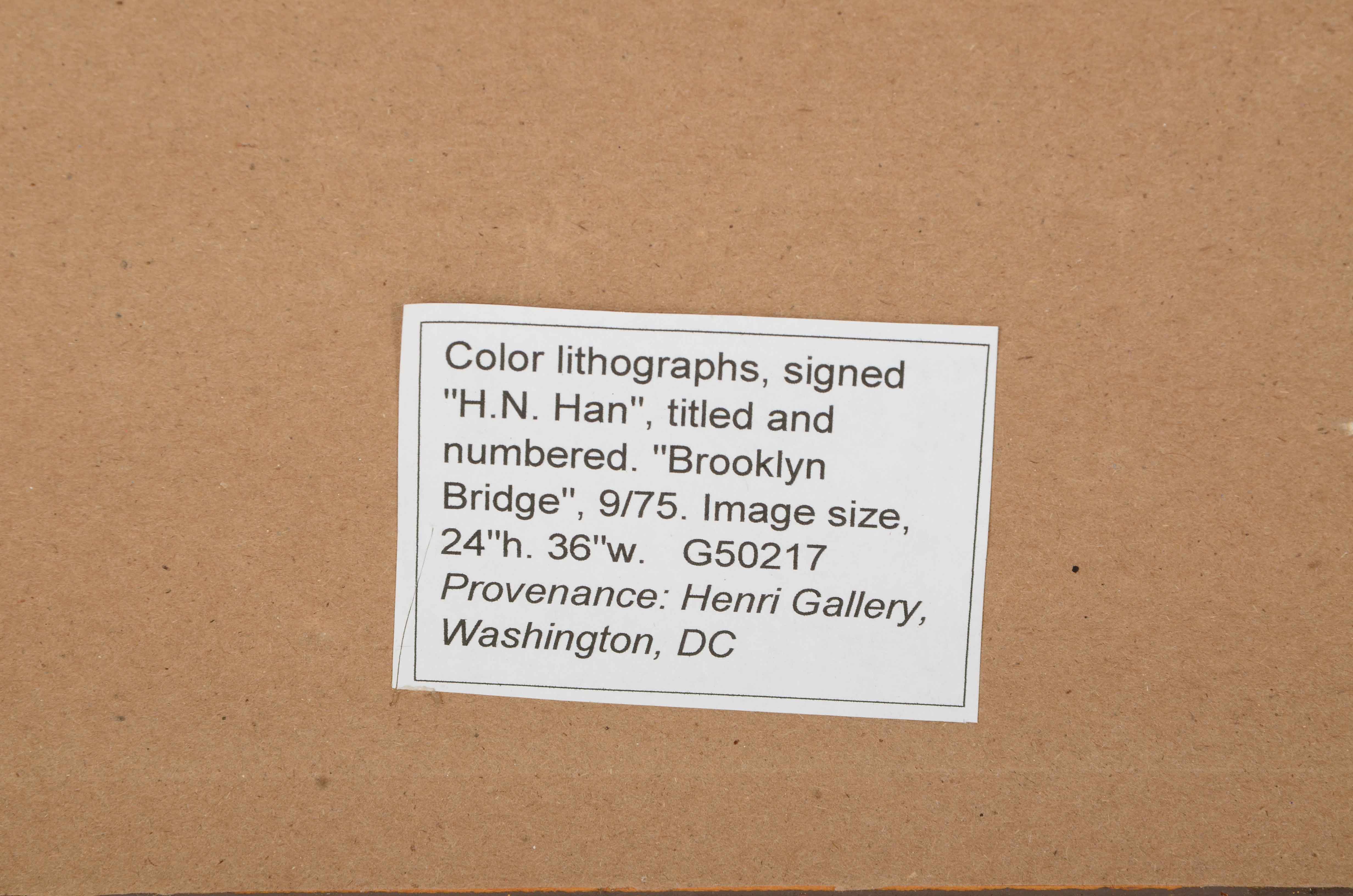 H.N. Han Signed Limited Edition Serigraph "Brooklyn Bridge"