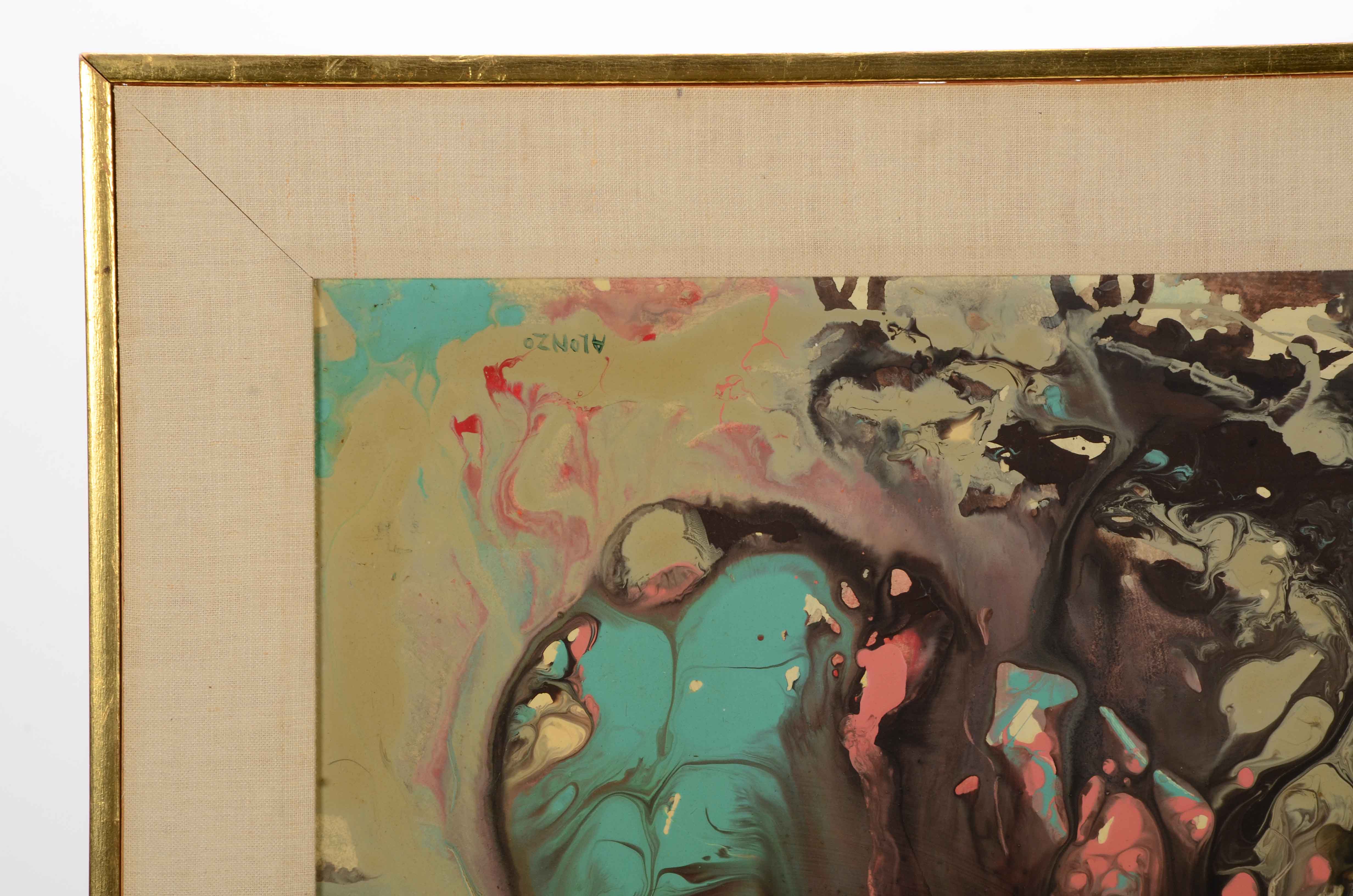 Alonzo Signed Oil on Masonite Abstract Painting