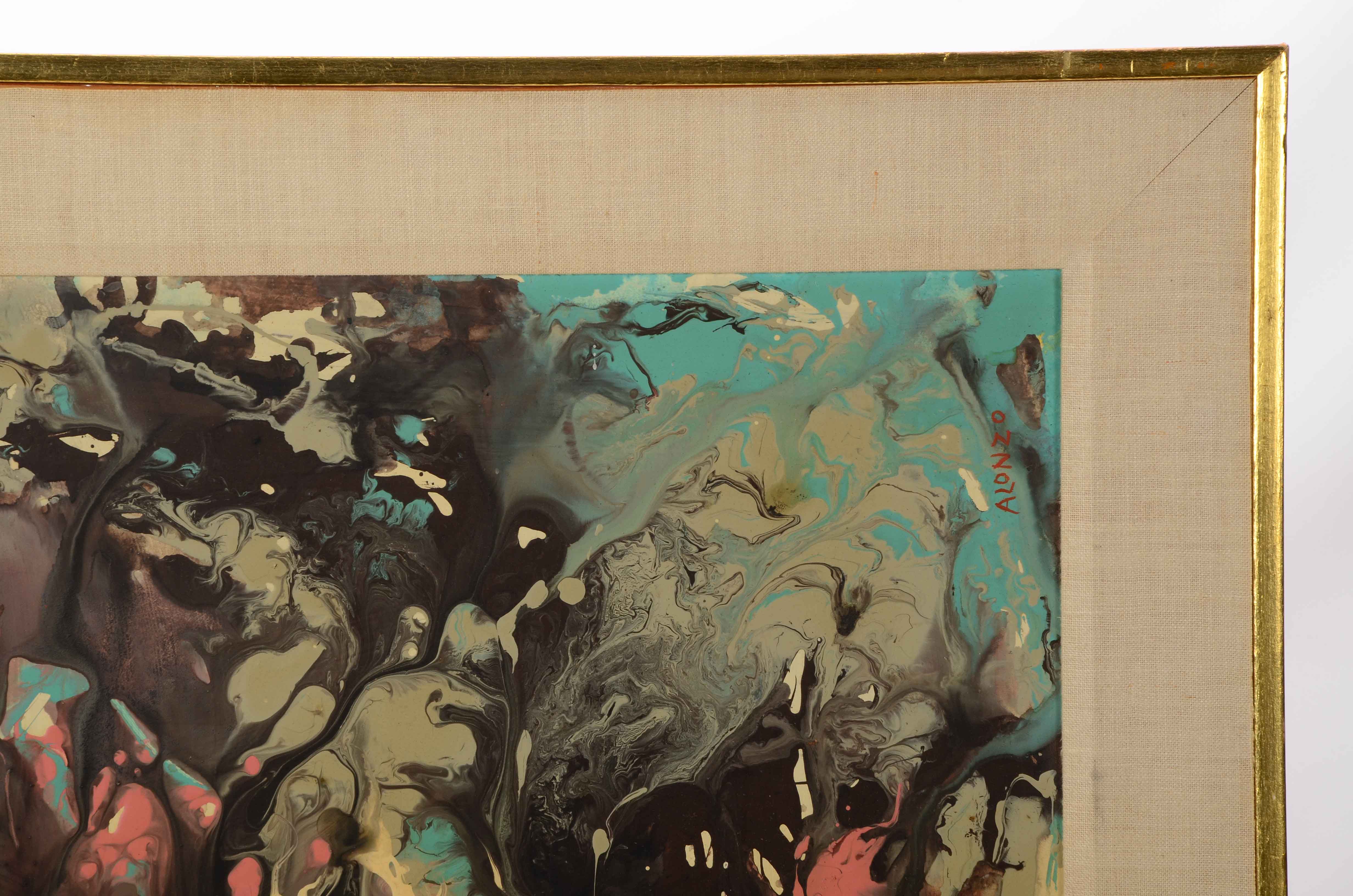 Alonzo Signed Oil on Masonite Abstract Painting