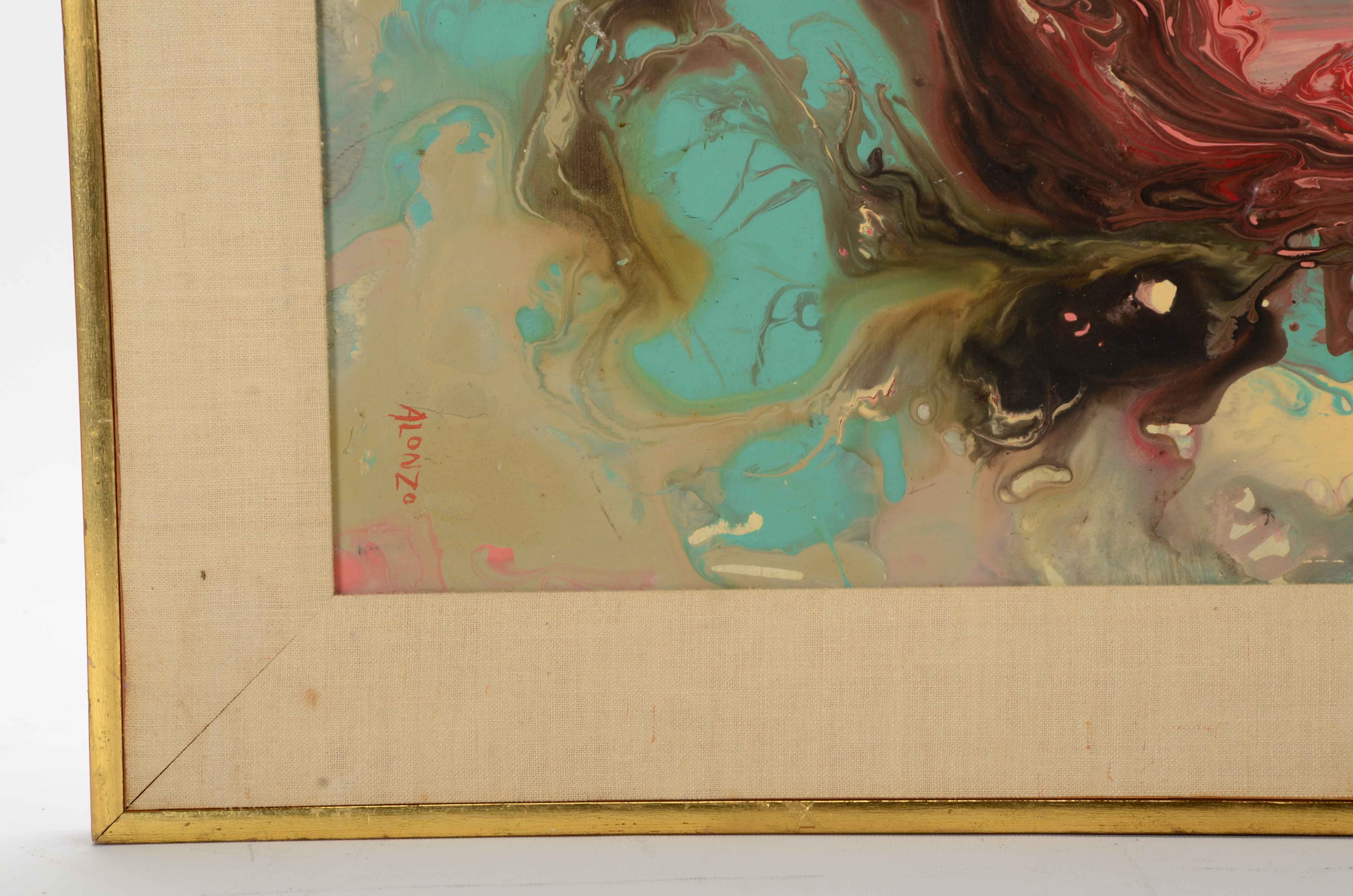 Alonzo Signed Oil on Masonite Abstract Painting