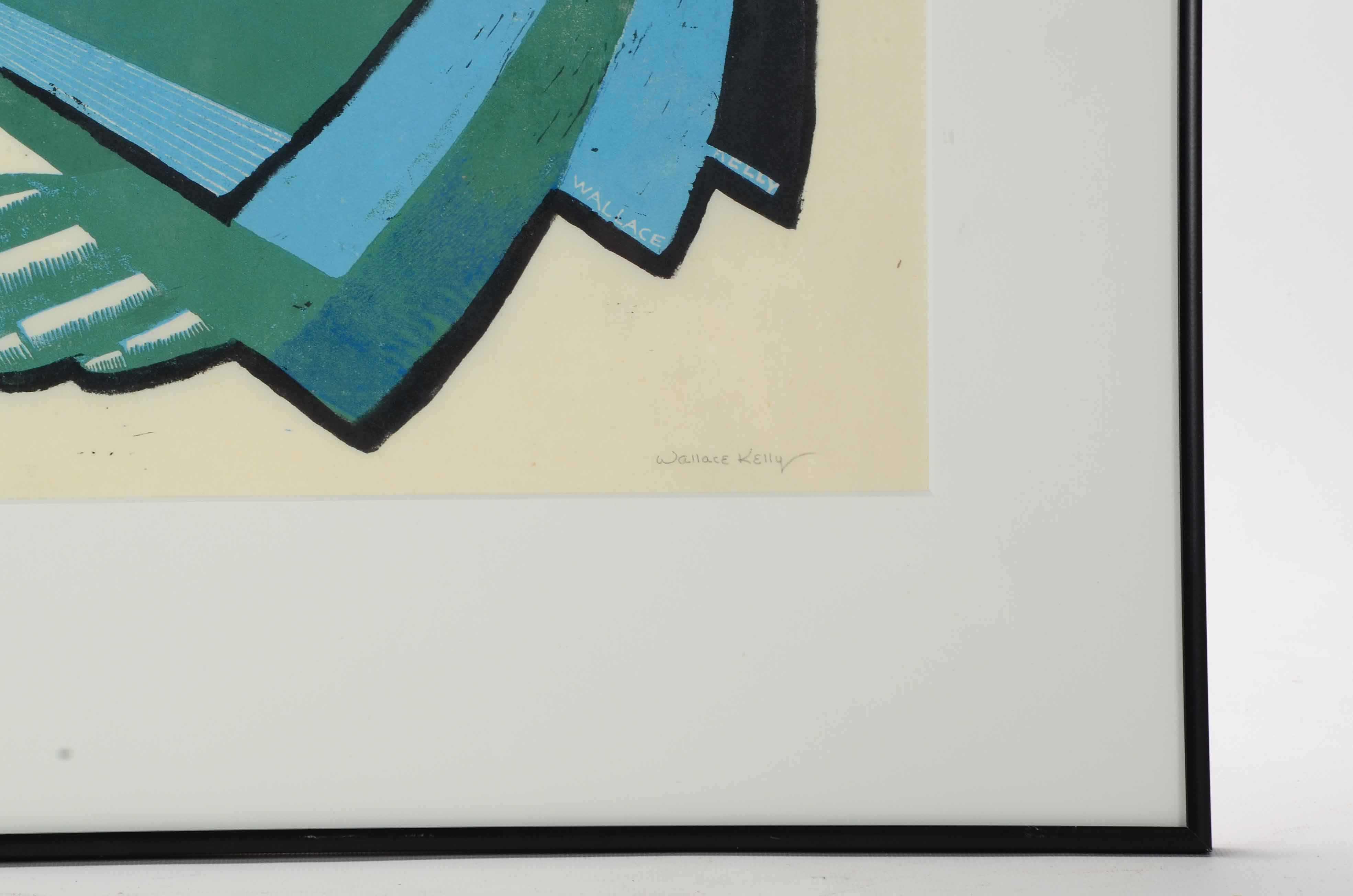 Wallace Kelly Signed Cubist Serigraph "5 Bores - 1 Bored"