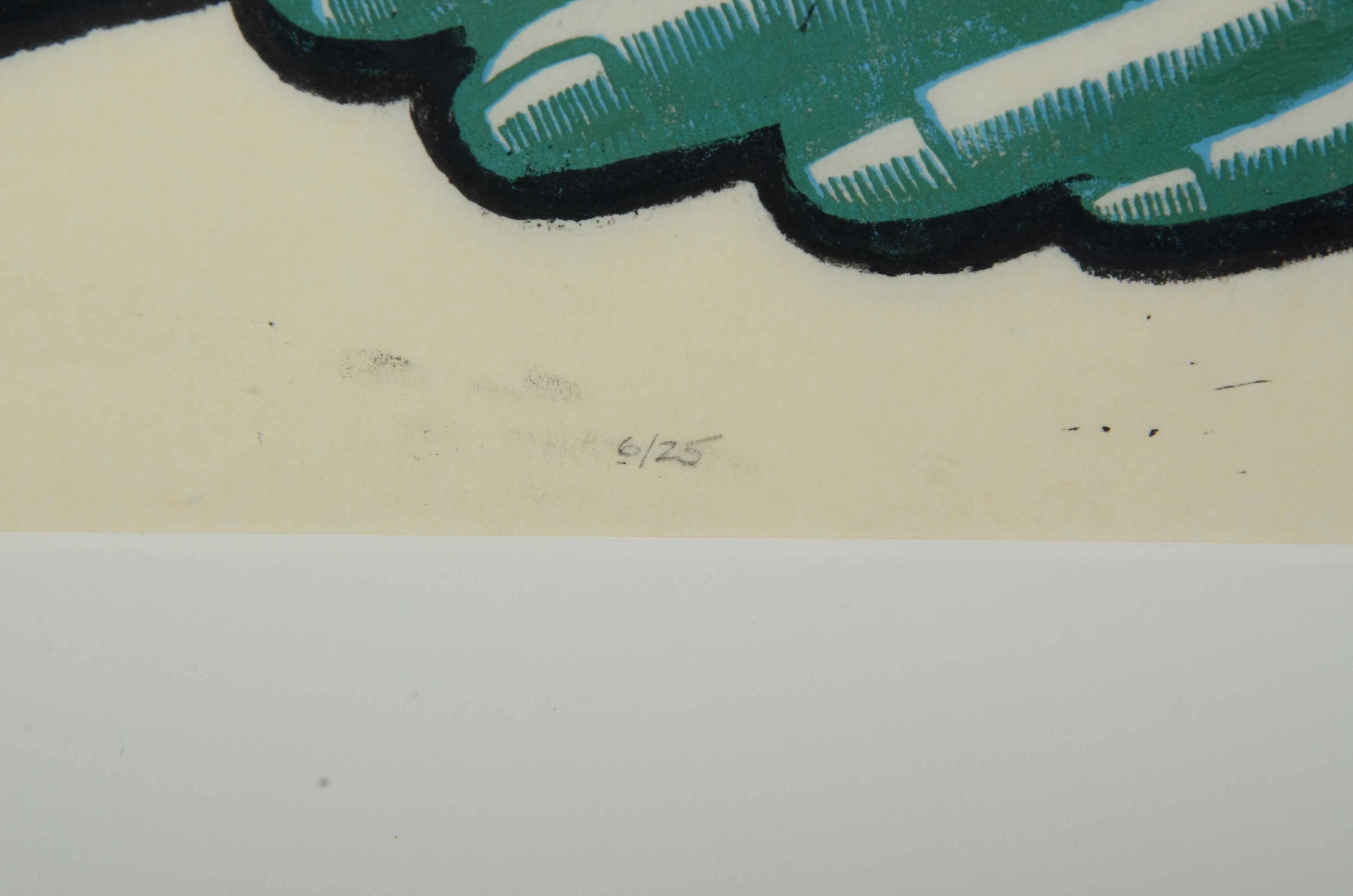 Wallace Kelly Signed Cubist Serigraph "5 Bores - 1 Bored"