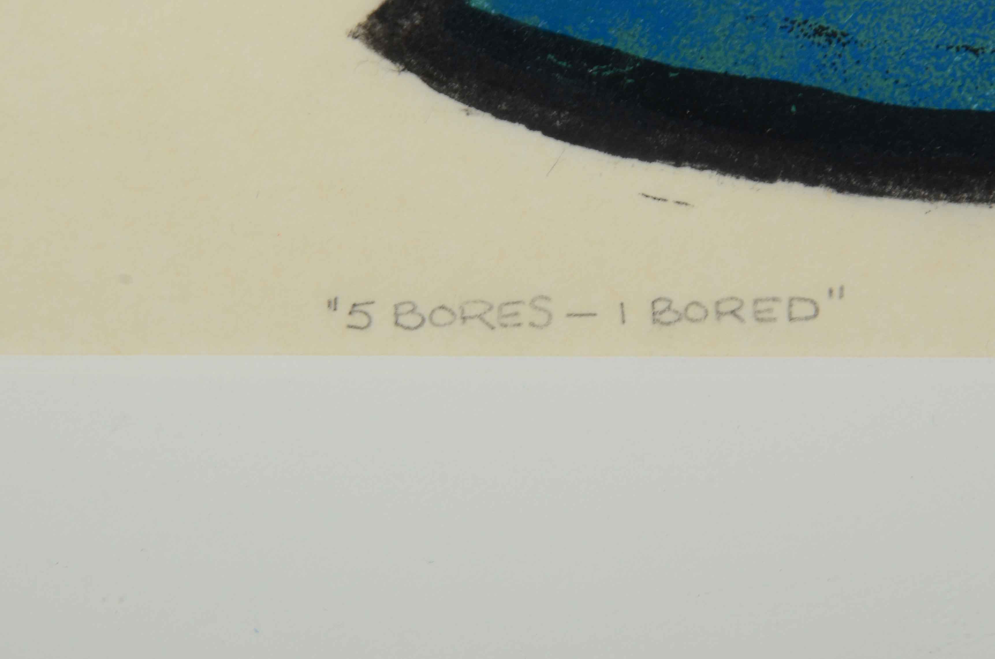Wallace Kelly Signed Cubist Serigraph "5 Bores - 1 Bored"