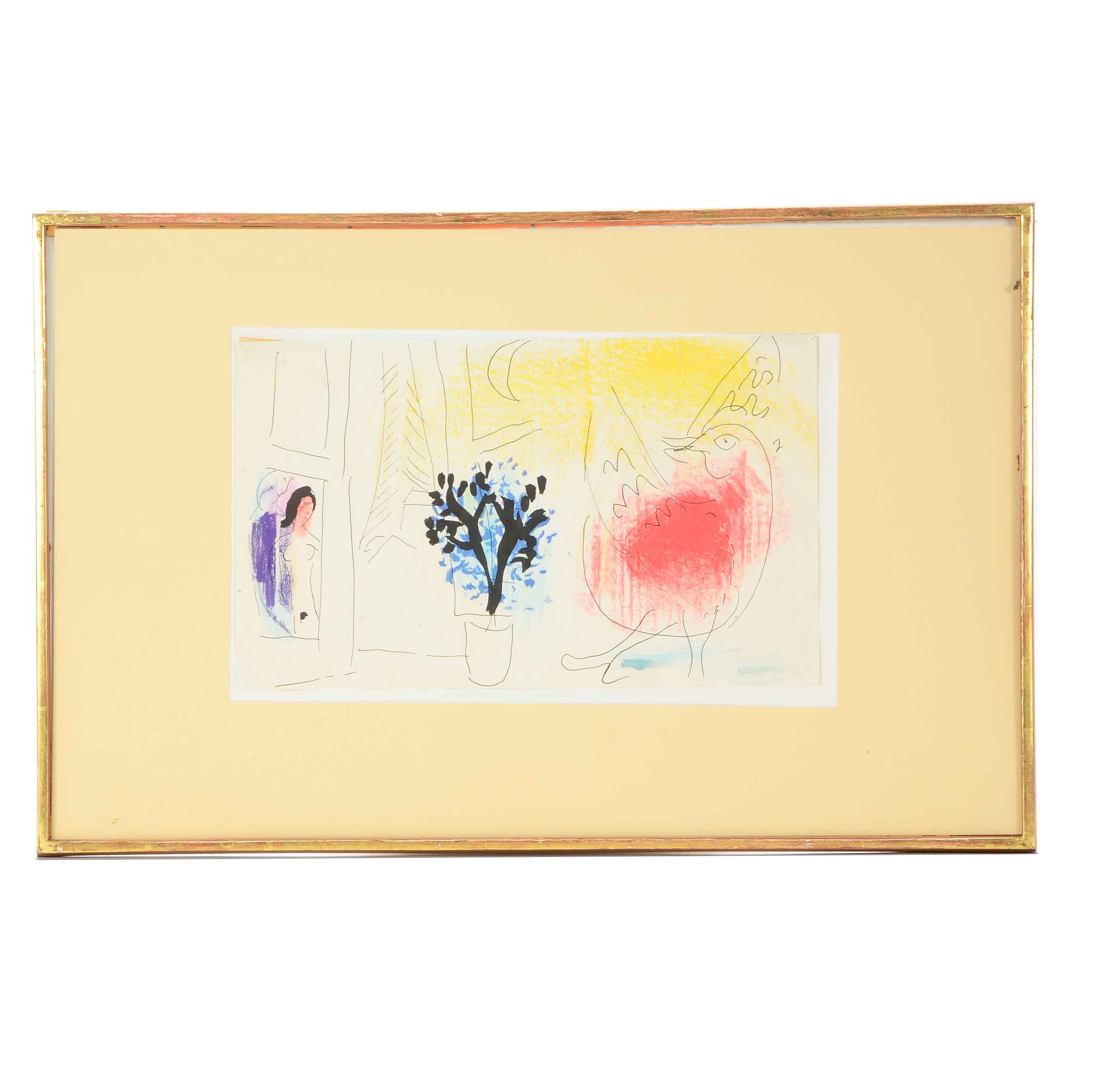 Jacques Lassaigne 1957 Publication Page After Marc Chagall's "Le Coq Rouge"