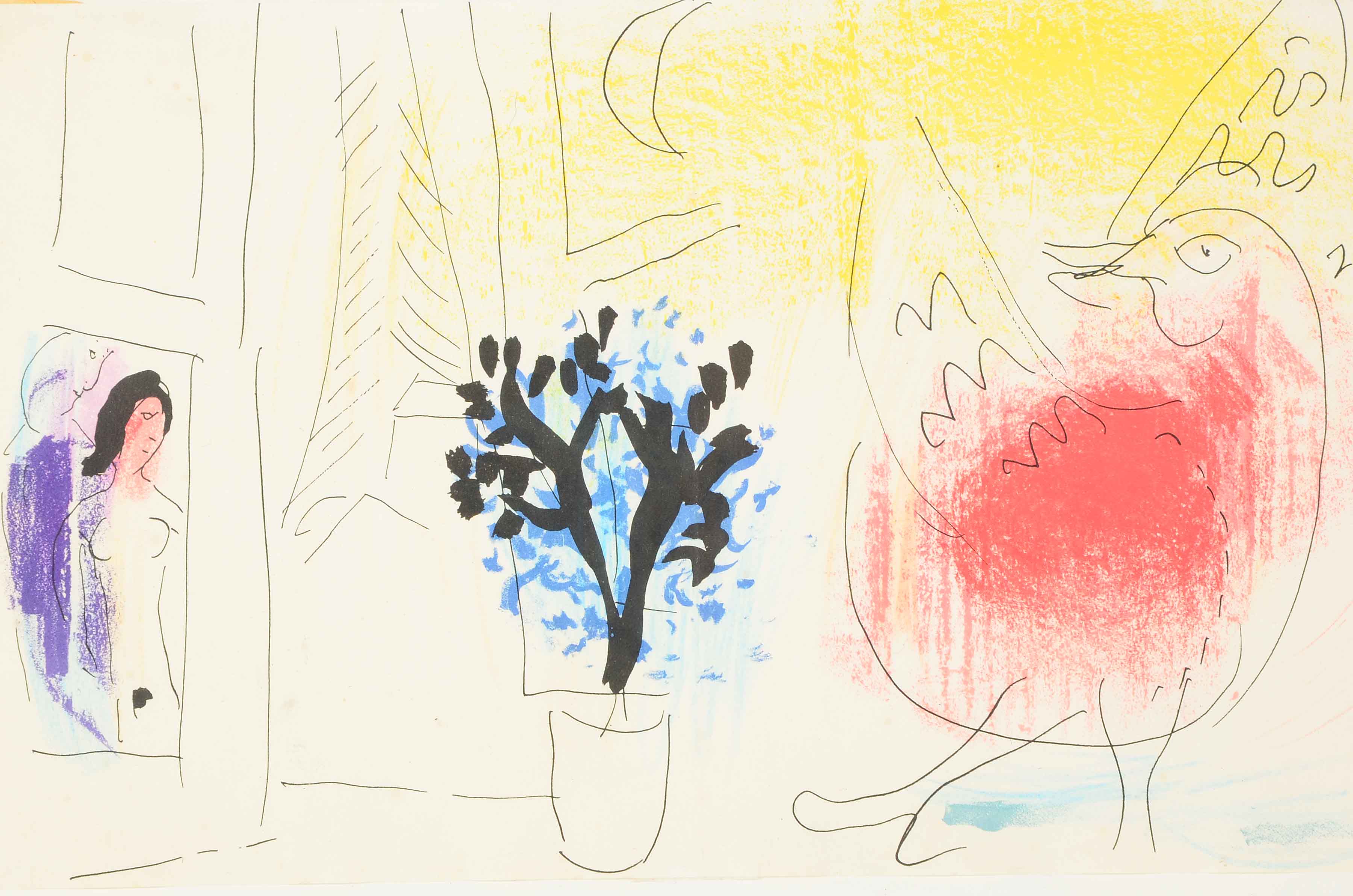 Jacques Lassaigne 1957 Publication Page After Marc Chagall's "Le Coq Rouge"