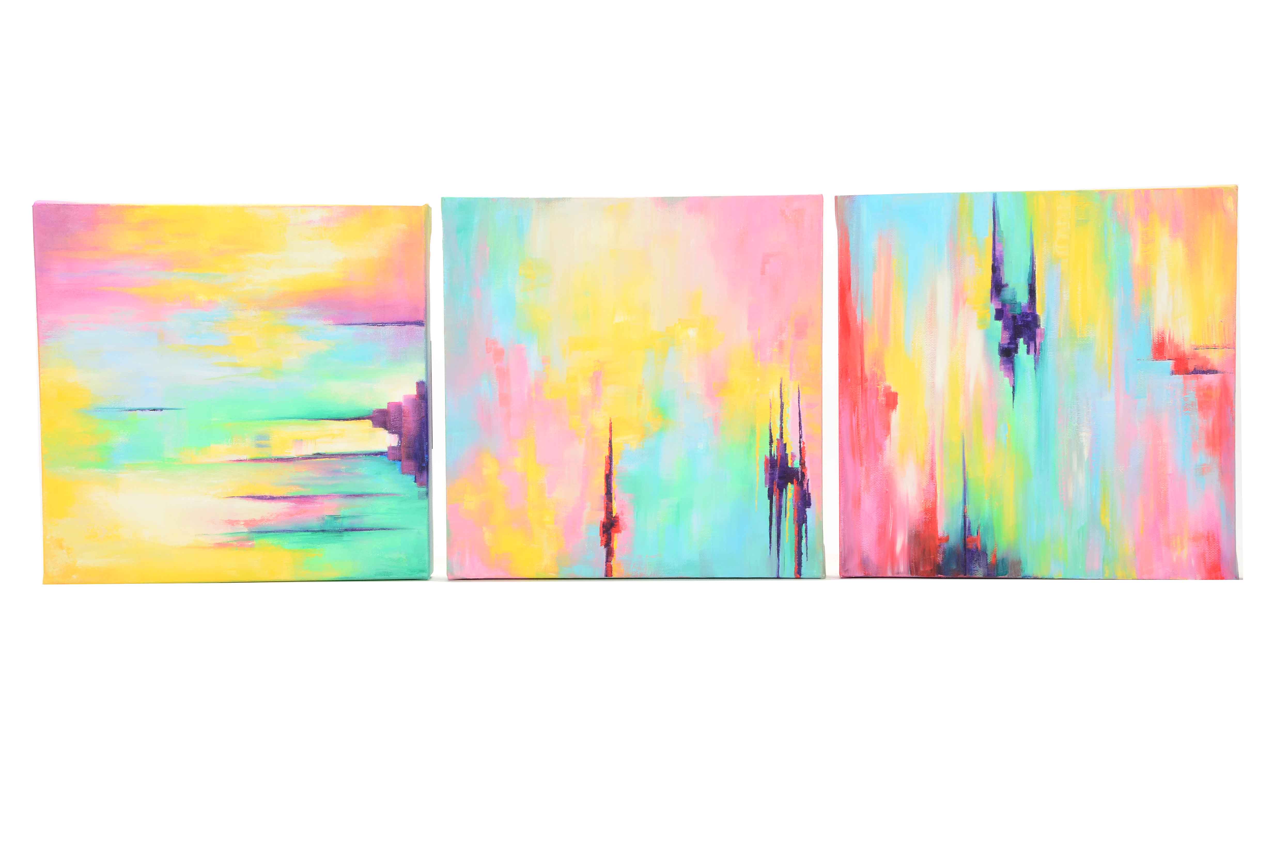 Sanna Original Acrylic on Canvas Triptych "Sanctuary"