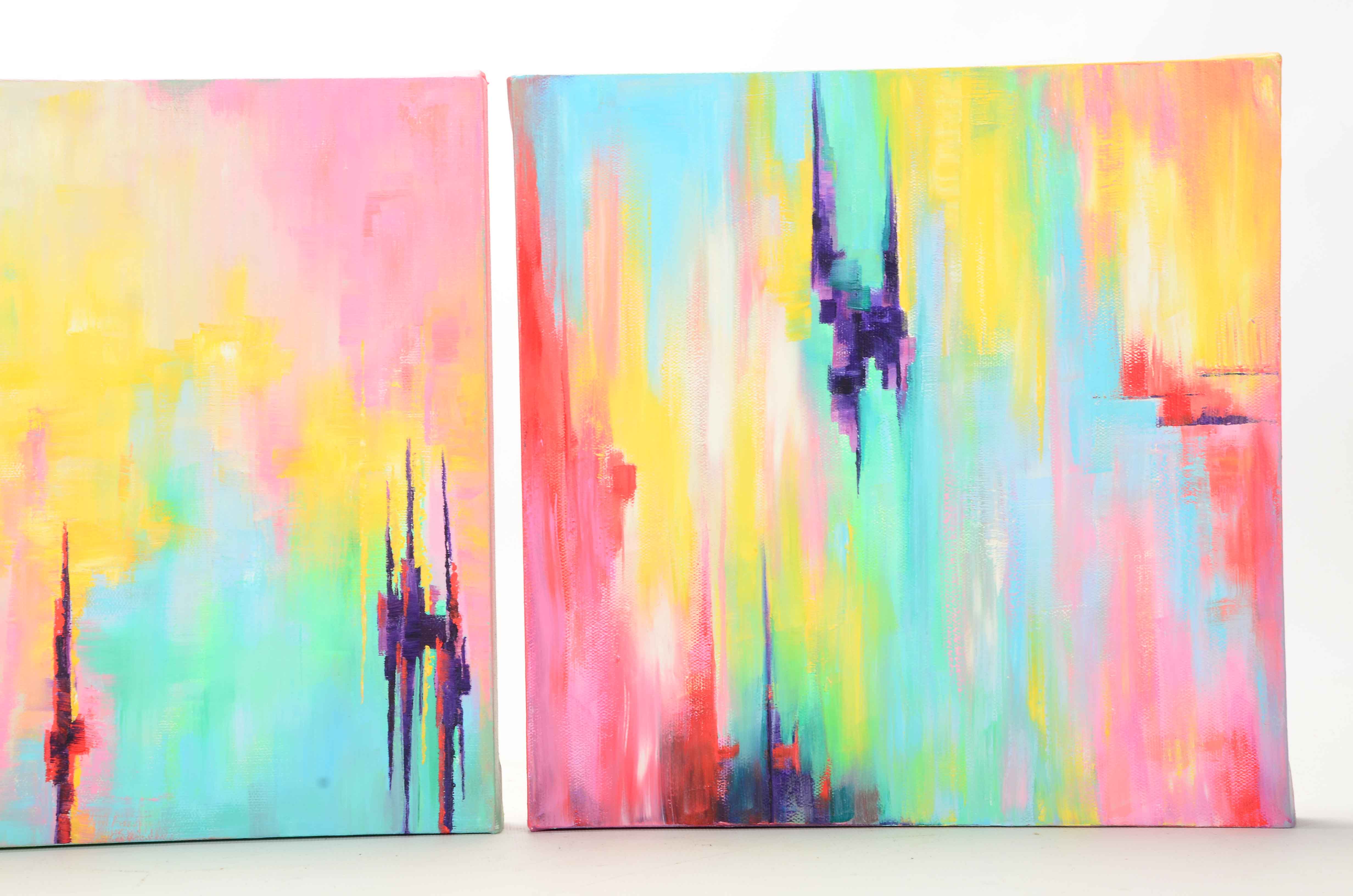 Sanna Original Acrylic on Canvas Triptych "Sanctuary"