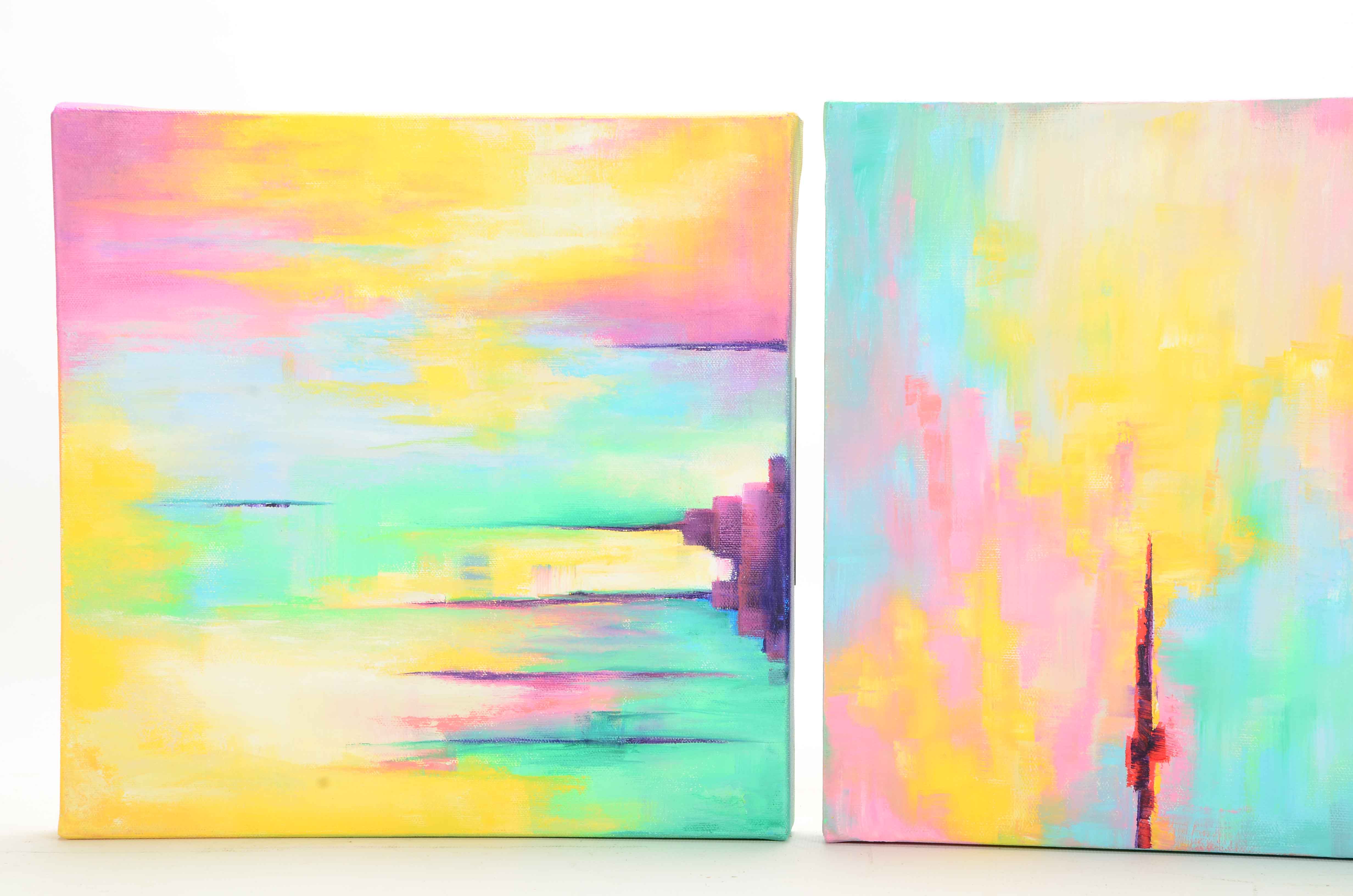 Sanna Original Acrylic on Canvas Triptych "Sanctuary"