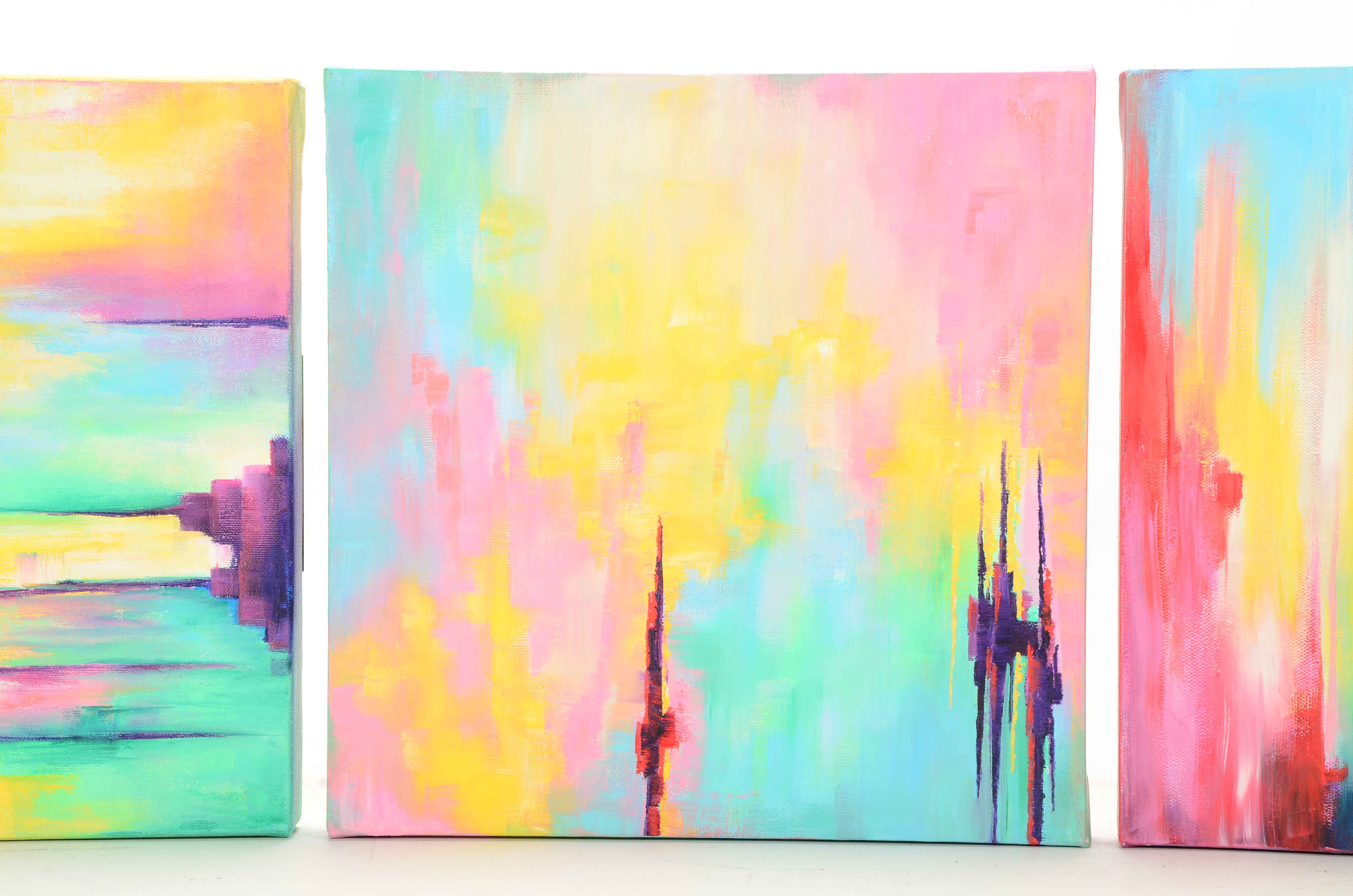 Sanna Original Acrylic on Canvas Triptych "Sanctuary"