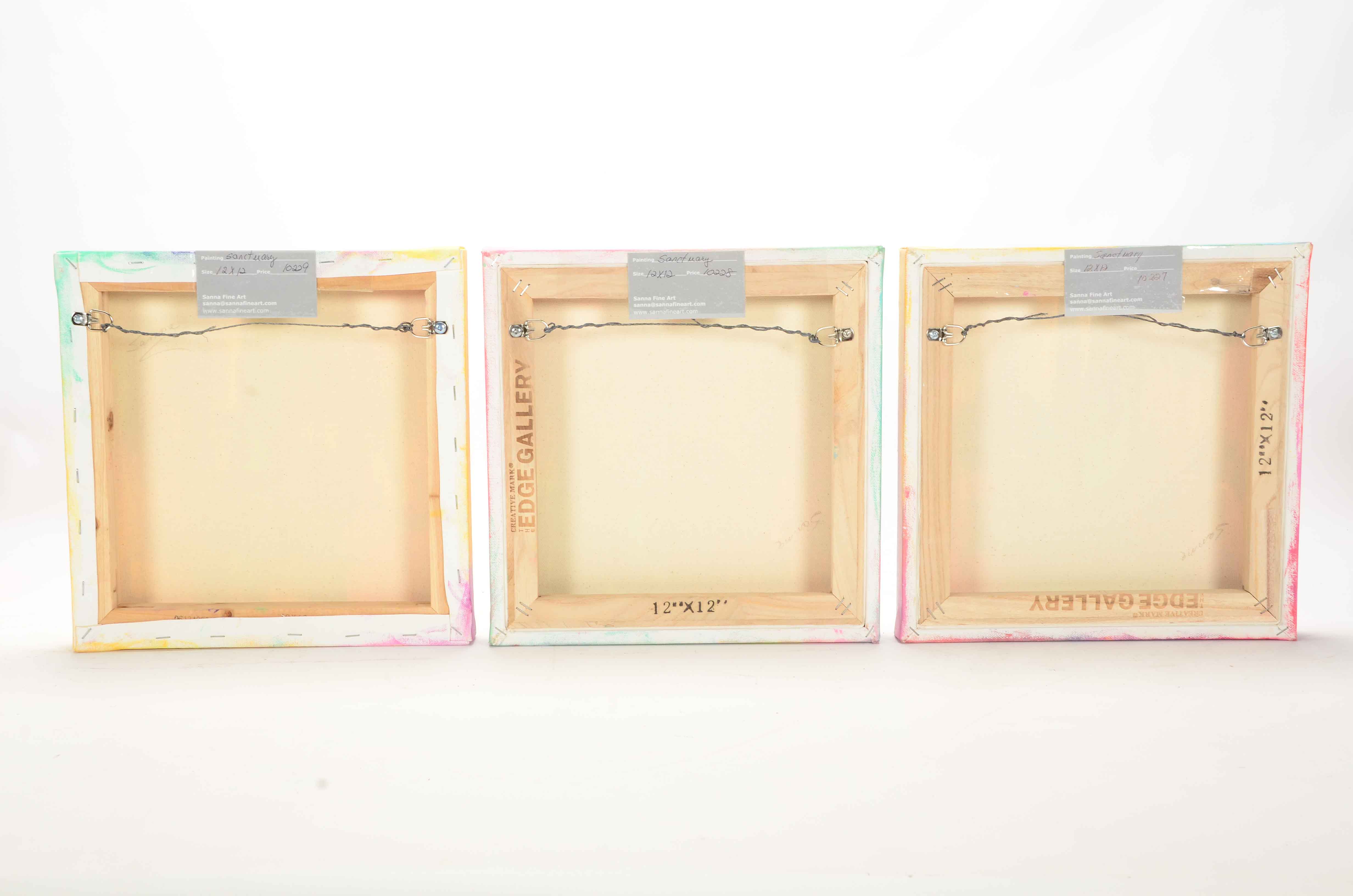 Sanna Original Acrylic on Canvas Triptych "Sanctuary"