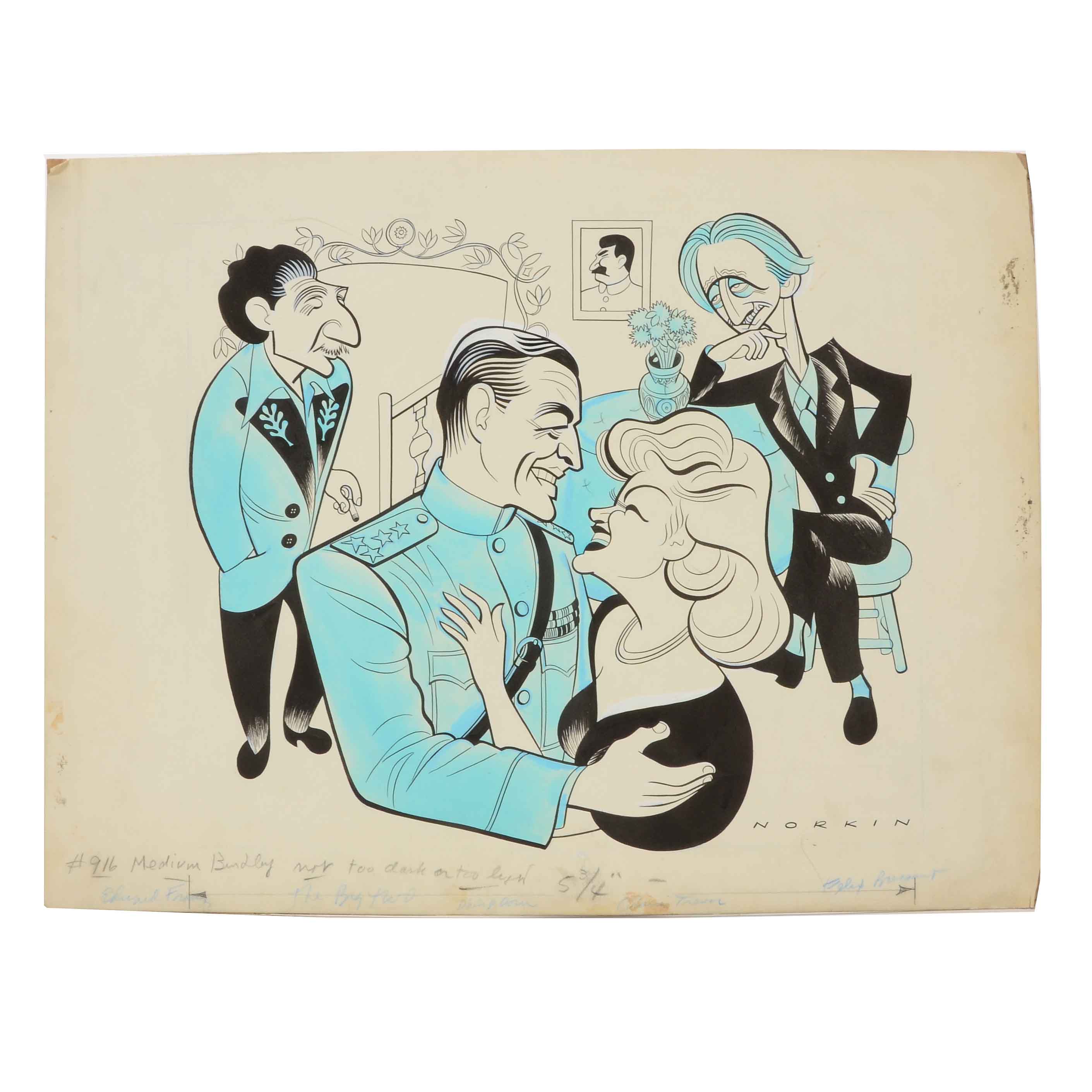 Sam Norkin Original Mixed Media Illustration "The Big Two"