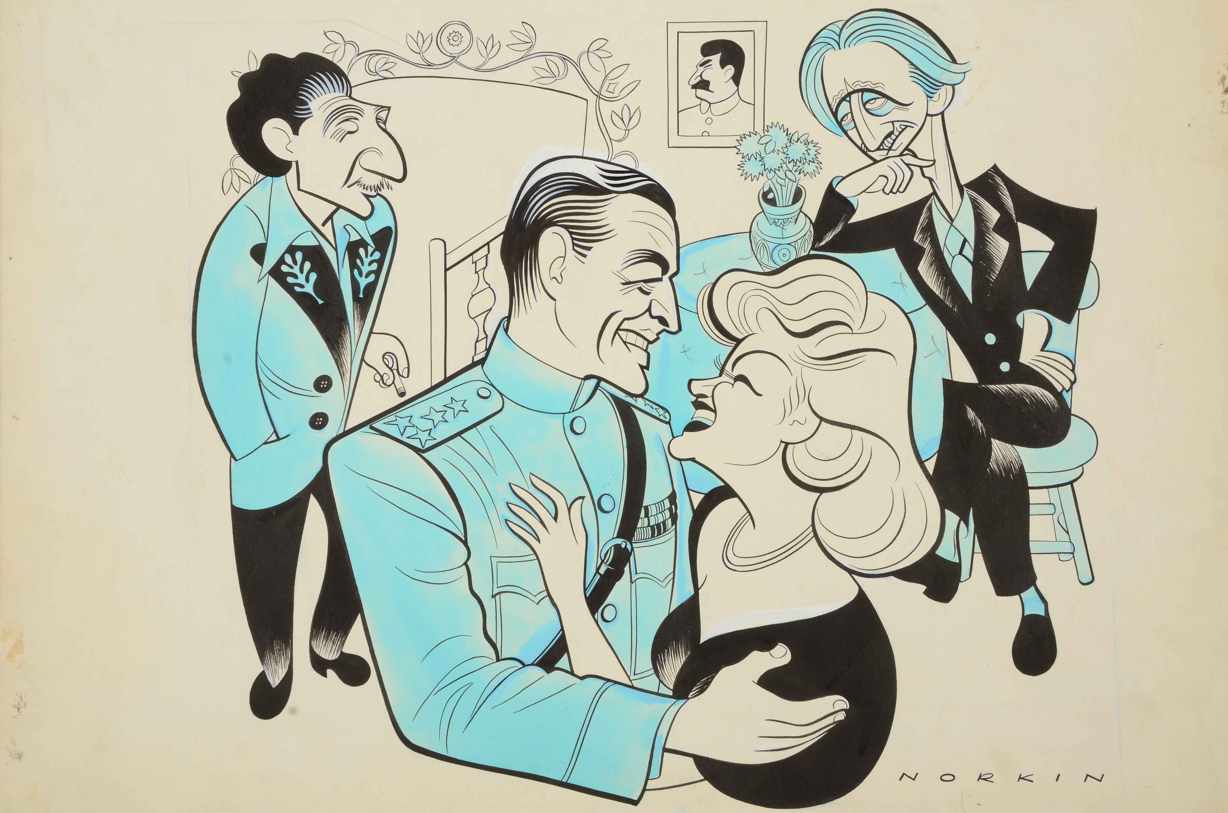 Sam Norkin Original Mixed Media Illustration "The Big Two"