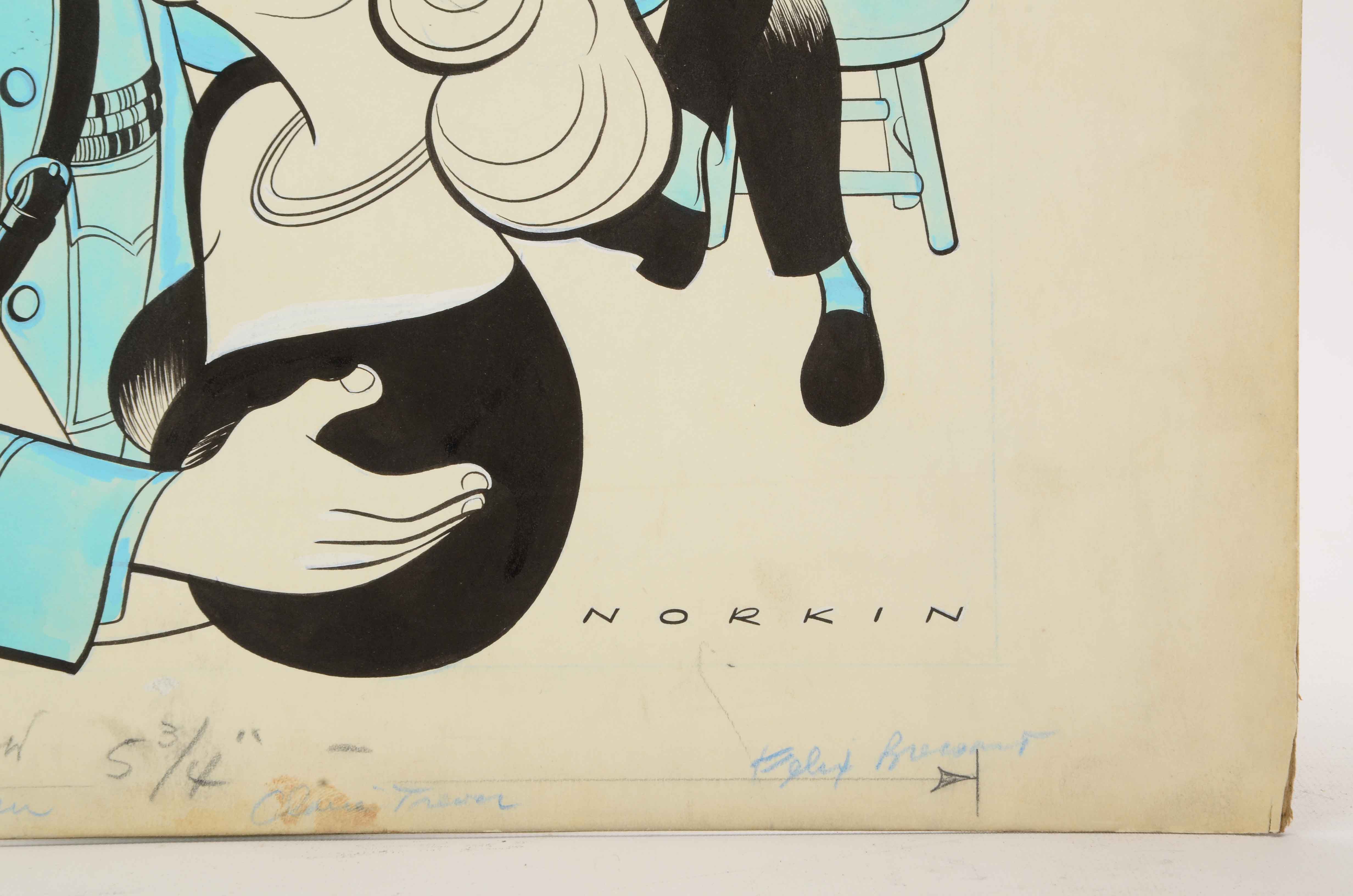 Sam Norkin Original Mixed Media Illustration "The Big Two"