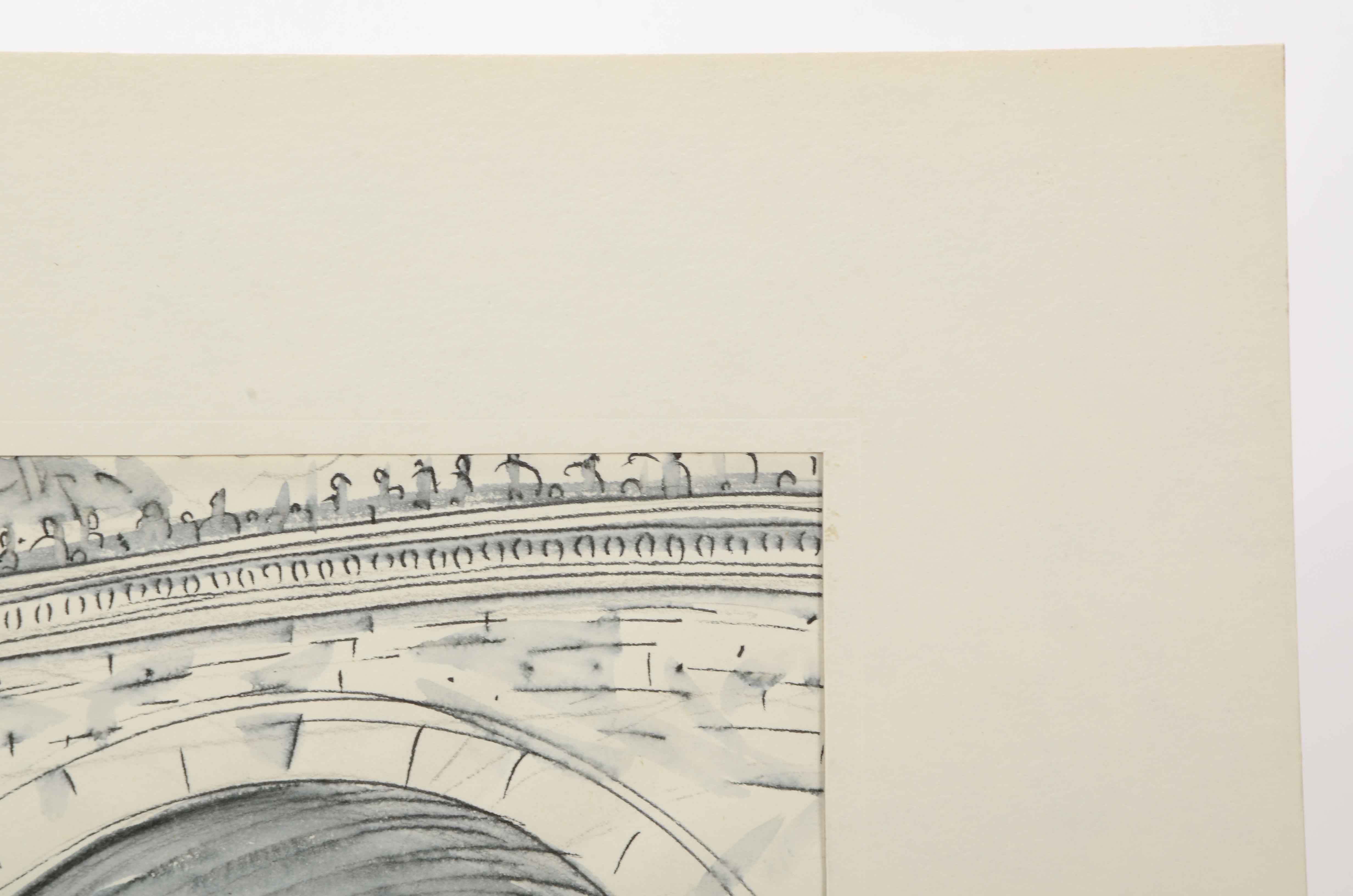 Sam Norkin Original Ink Wash Illustration "France: Lourdes"