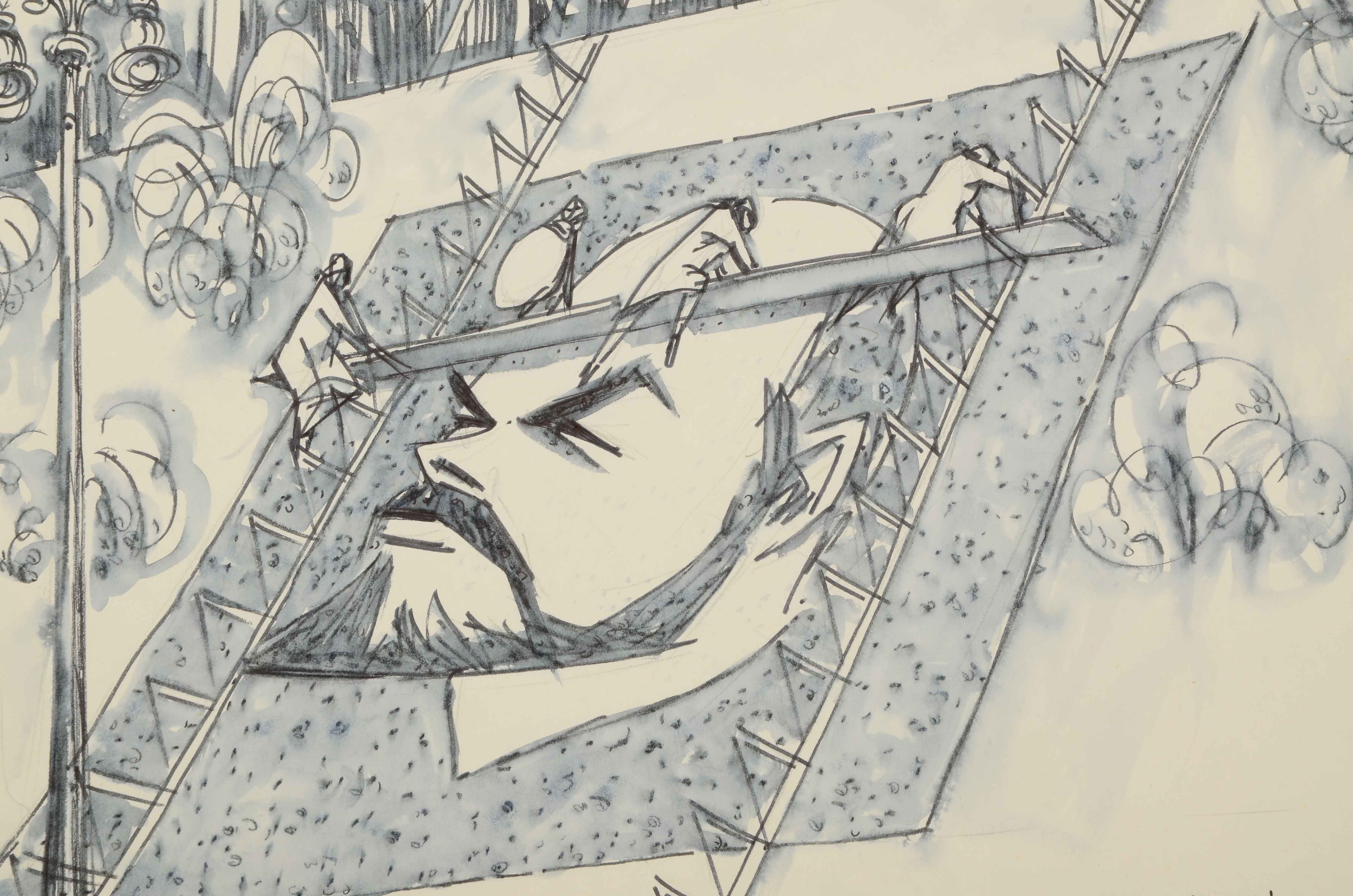 Sam Norkin Original Ink Wash Illustration "USSR: Kiev"