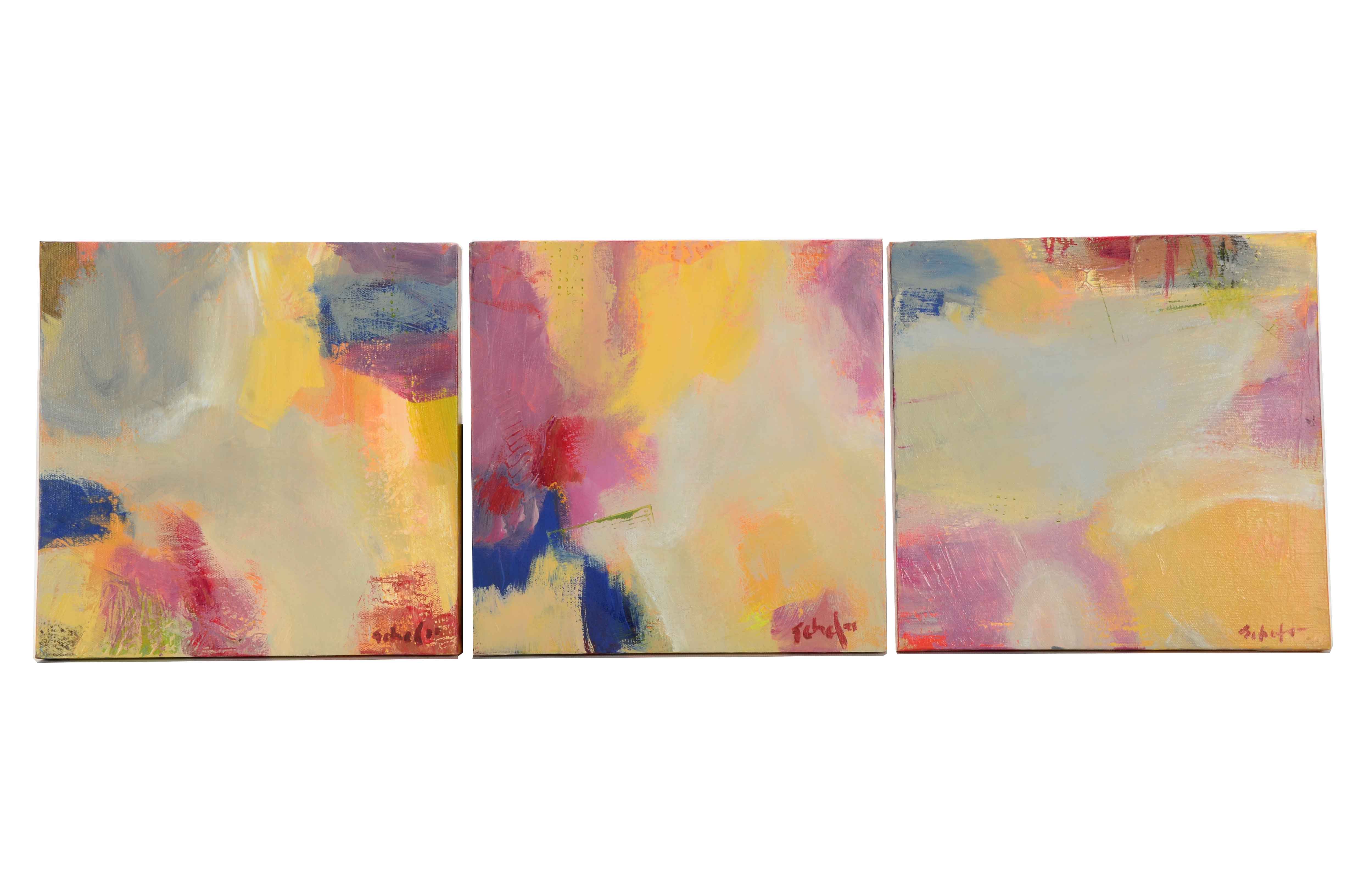 Lisa Schafer Original Acrylic on Canvas Triptych "Festival Time"