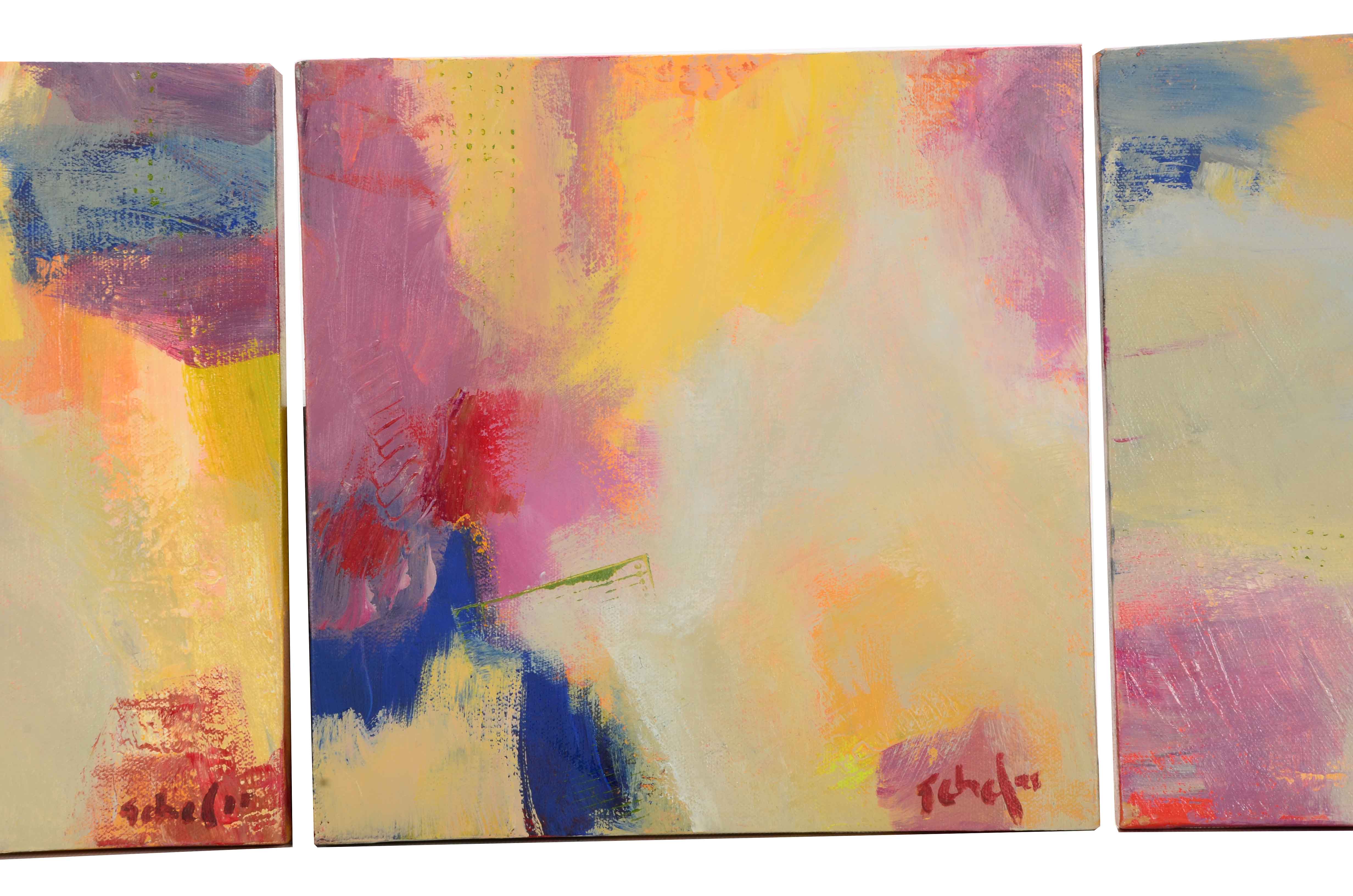 Lisa Schafer Original Acrylic on Canvas Triptych "Festival Time"