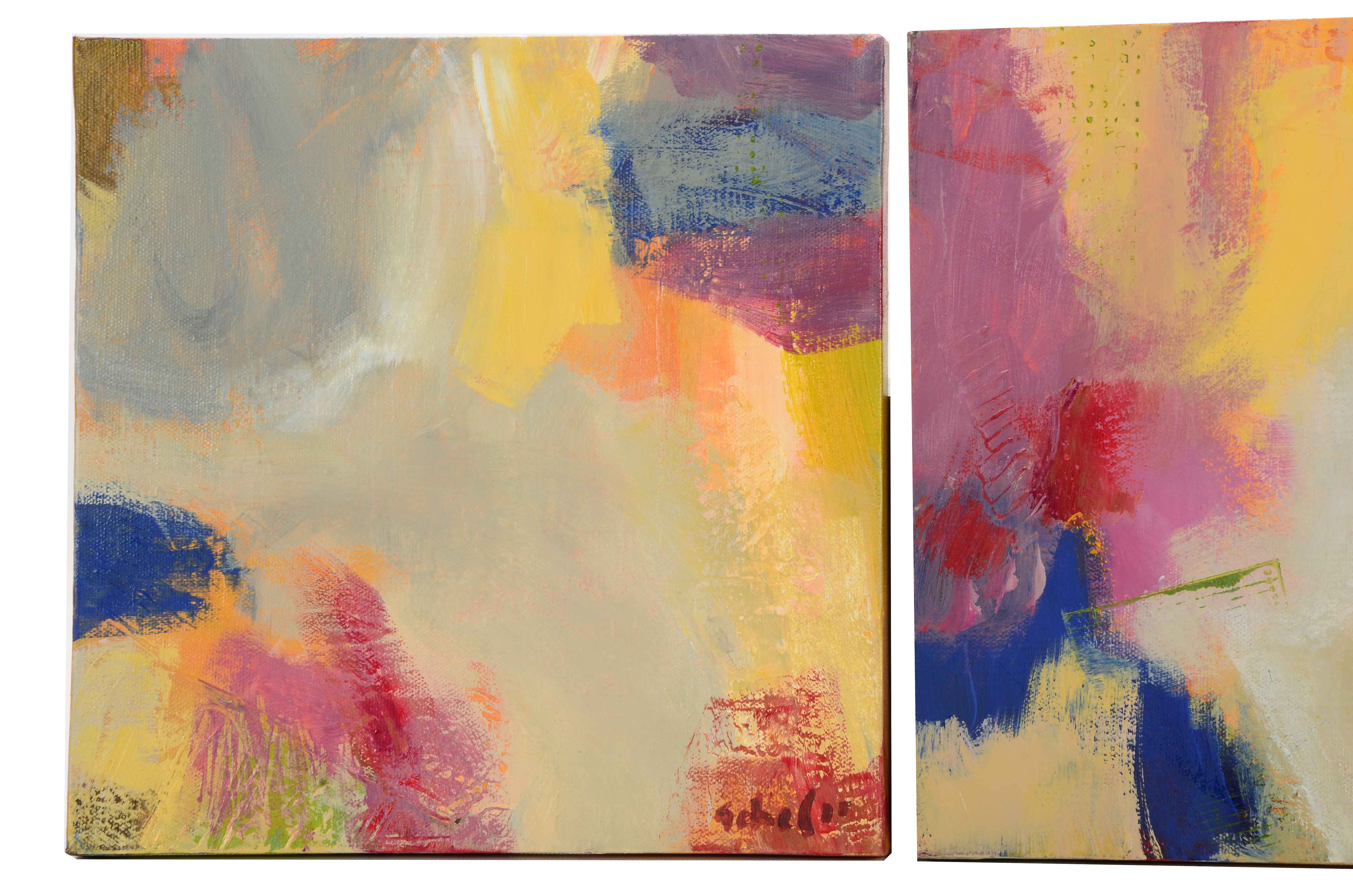 Lisa Schafer Original Acrylic on Canvas Triptych "Festival Time"