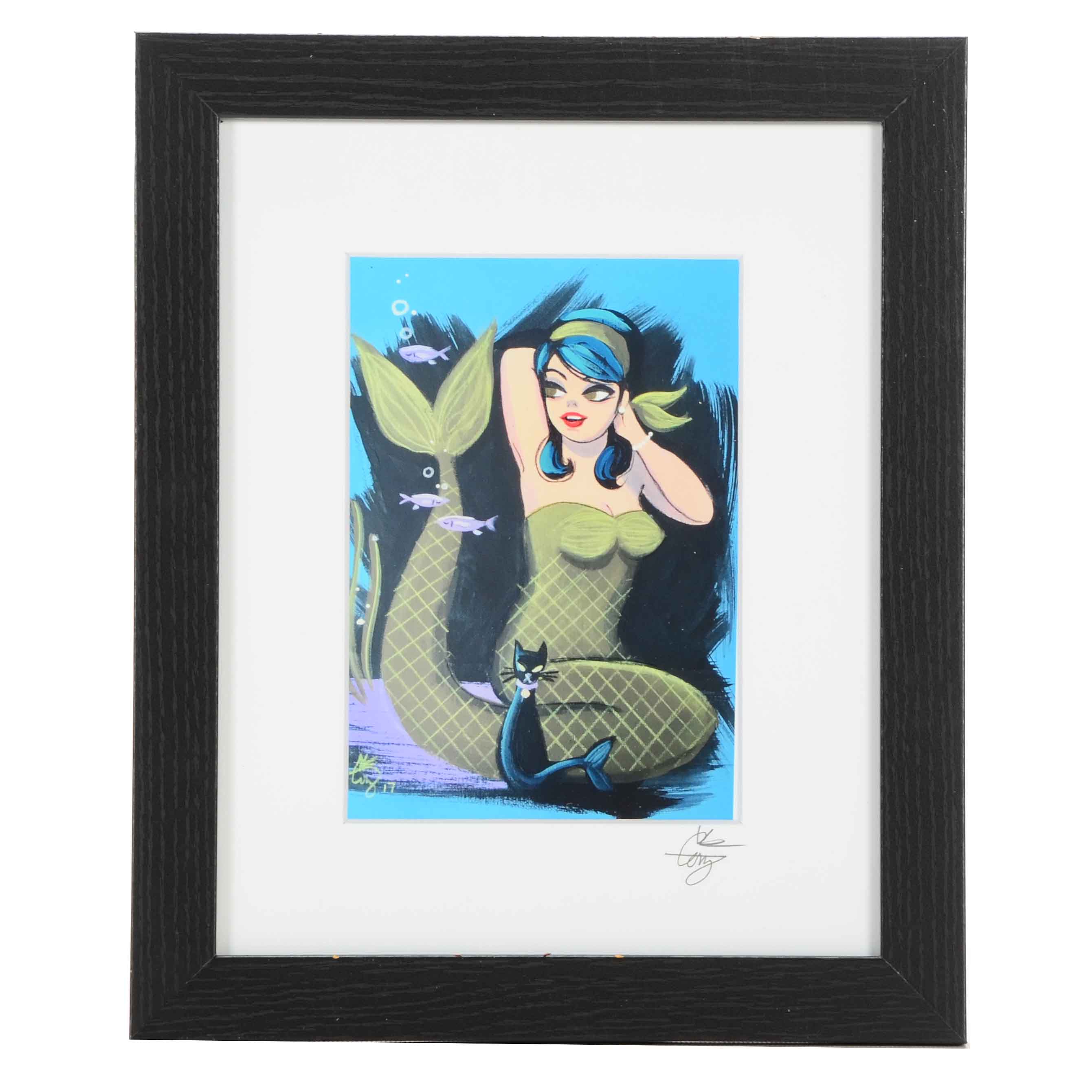 El Gato Gomez Signed Giclee of a Pinup Mermaid
