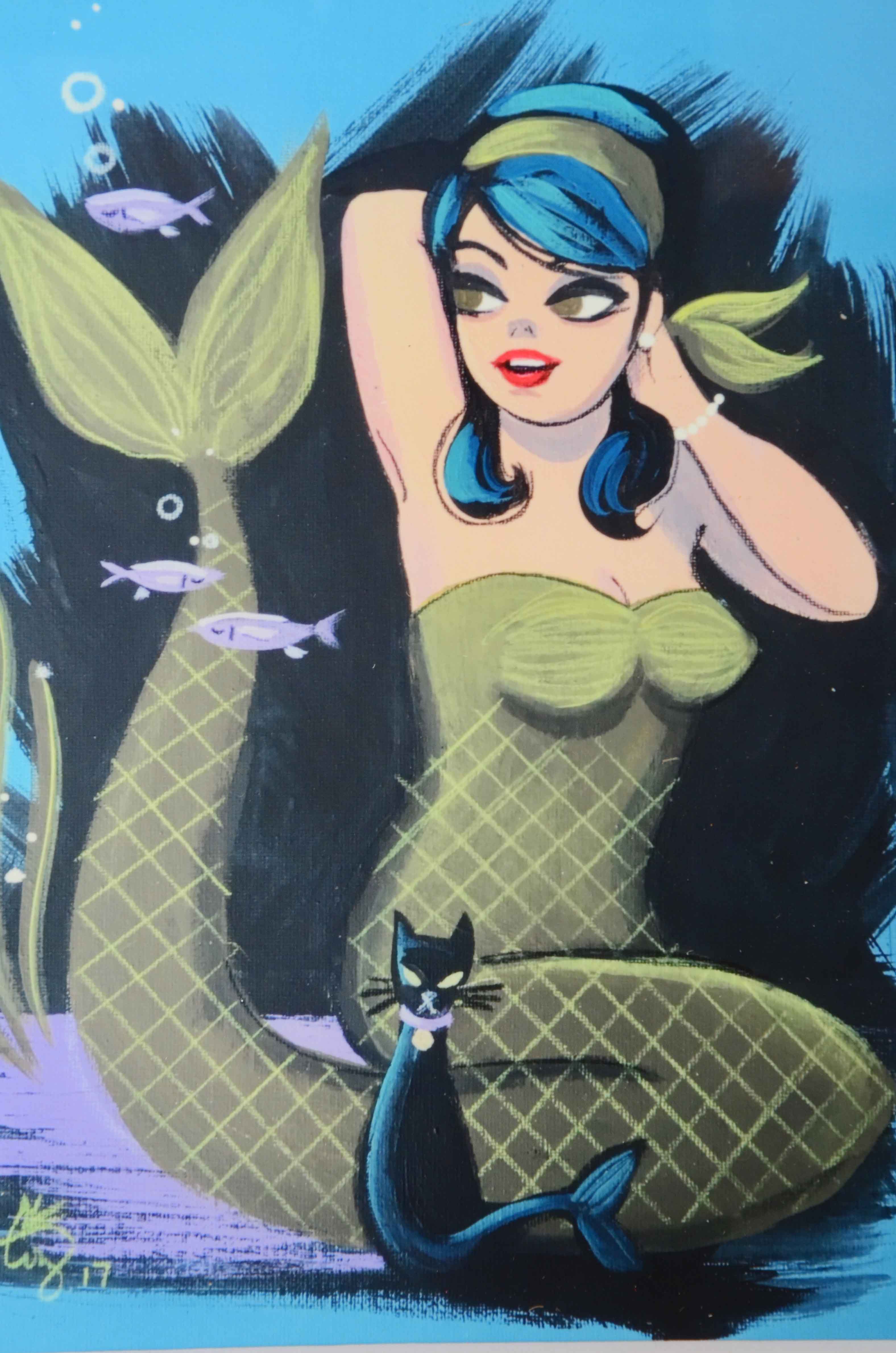 El Gato Gomez Signed Giclee of a Pinup Mermaid
