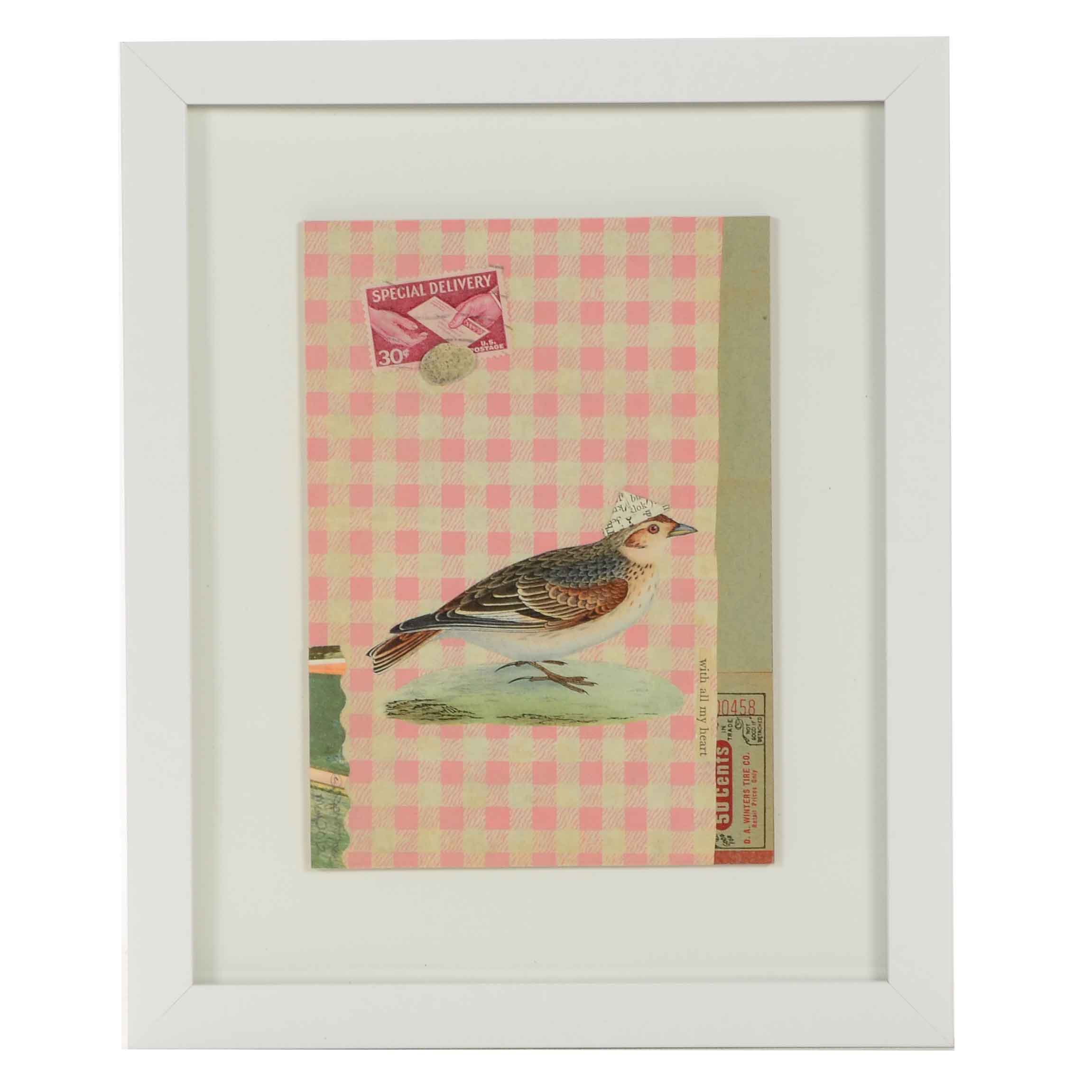 Janet Zack Original Collage "Special Delivery" 2012 on Hardboard Panel