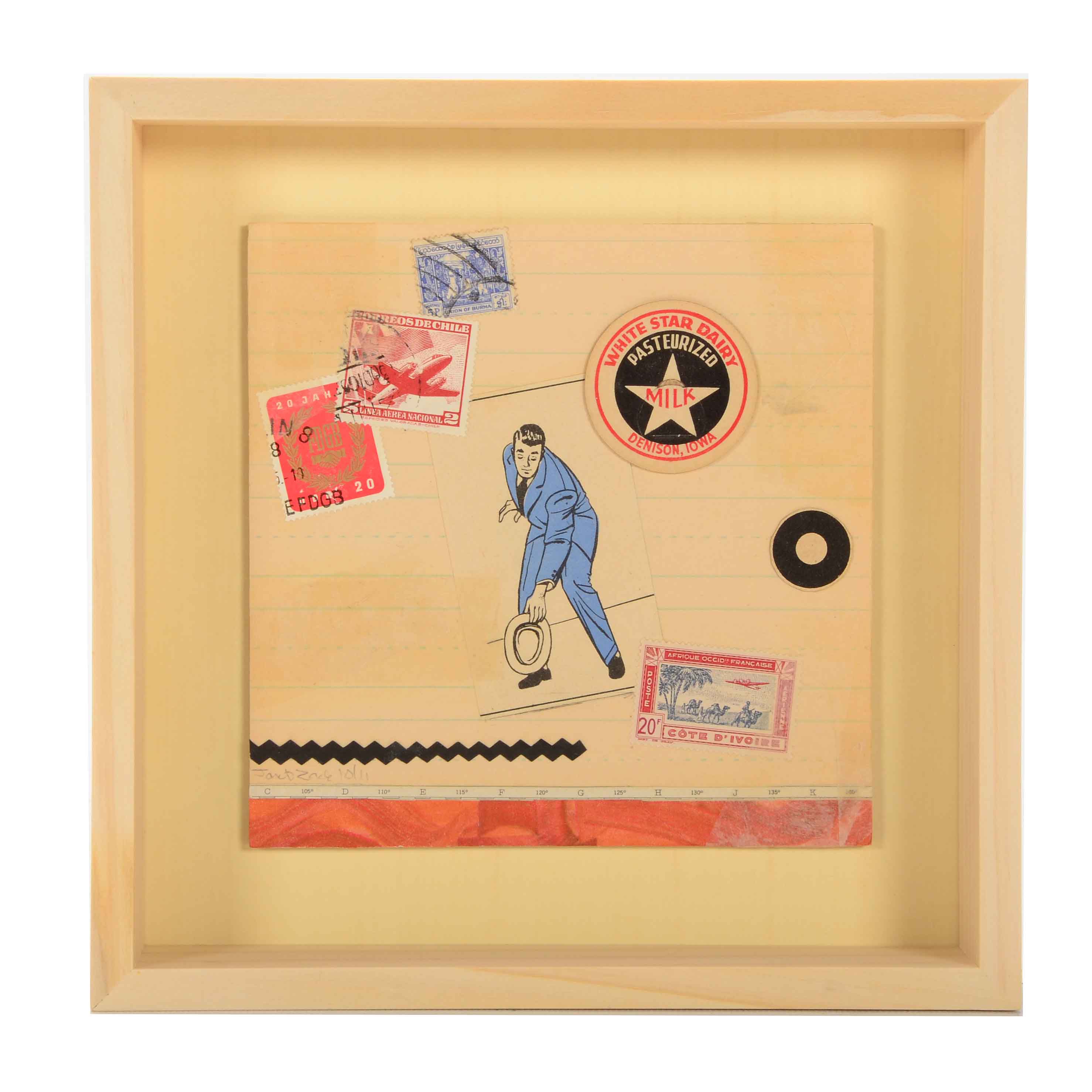 Janet Zack Original Collage "Going Places" 2011 on Hardboard Panel