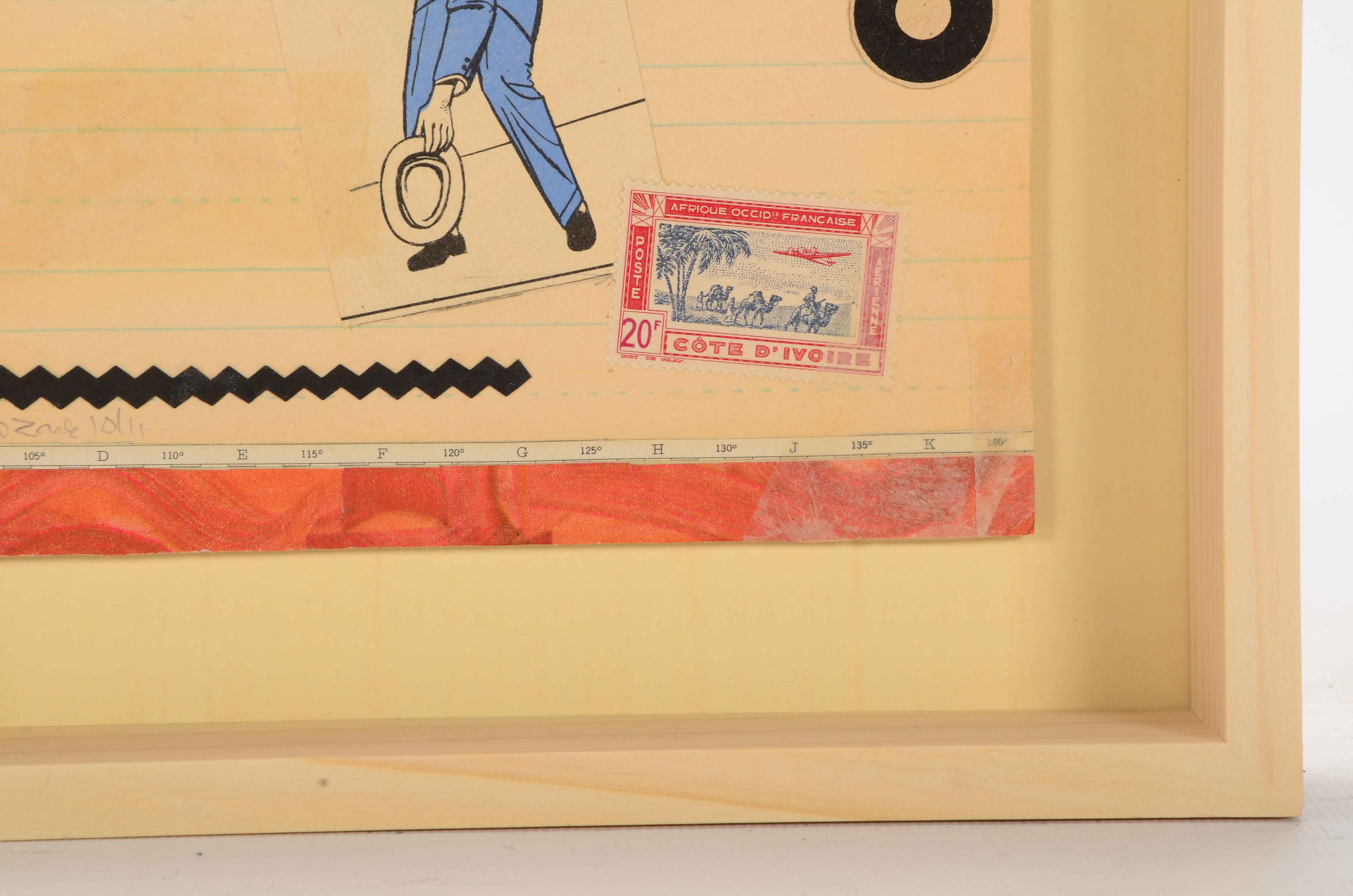 Janet Zack Original Collage "Going Places" 2011 on Hardboard Panel