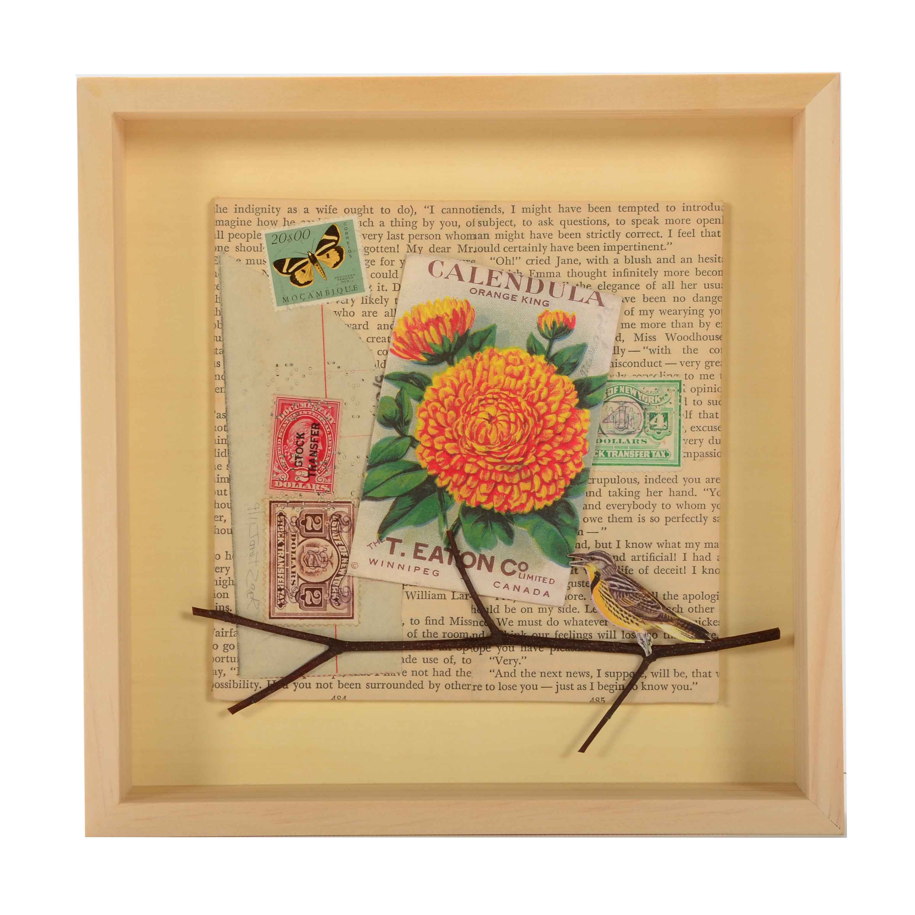 Janet Zack Original Collage "Branch" 2011 on Hardboard Panel