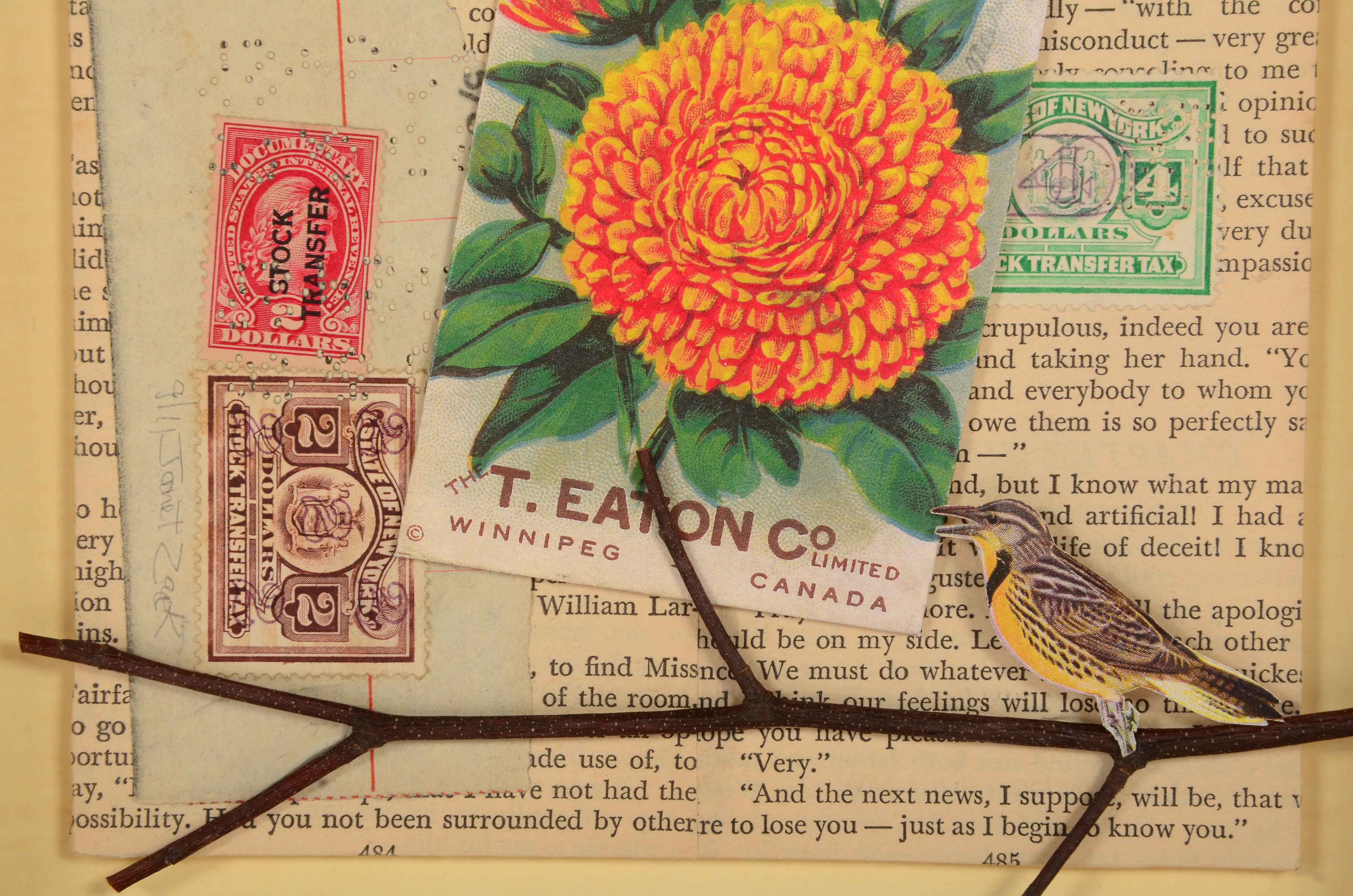 Janet Zack Original Collage "Branch" 2011 on Hardboard Panel