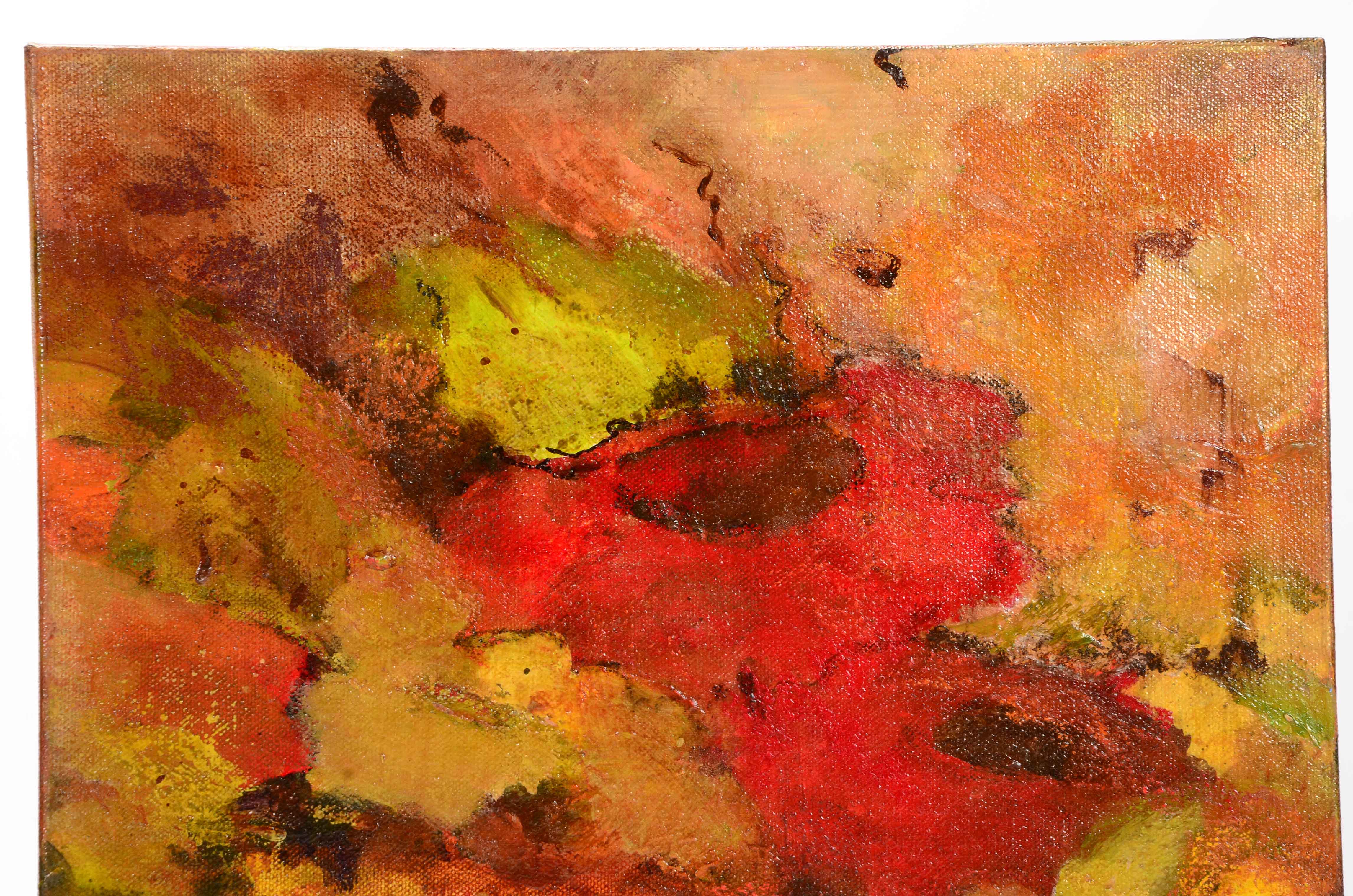 Original Mixed Media on Canvas Diptych "Abstract Flowers"