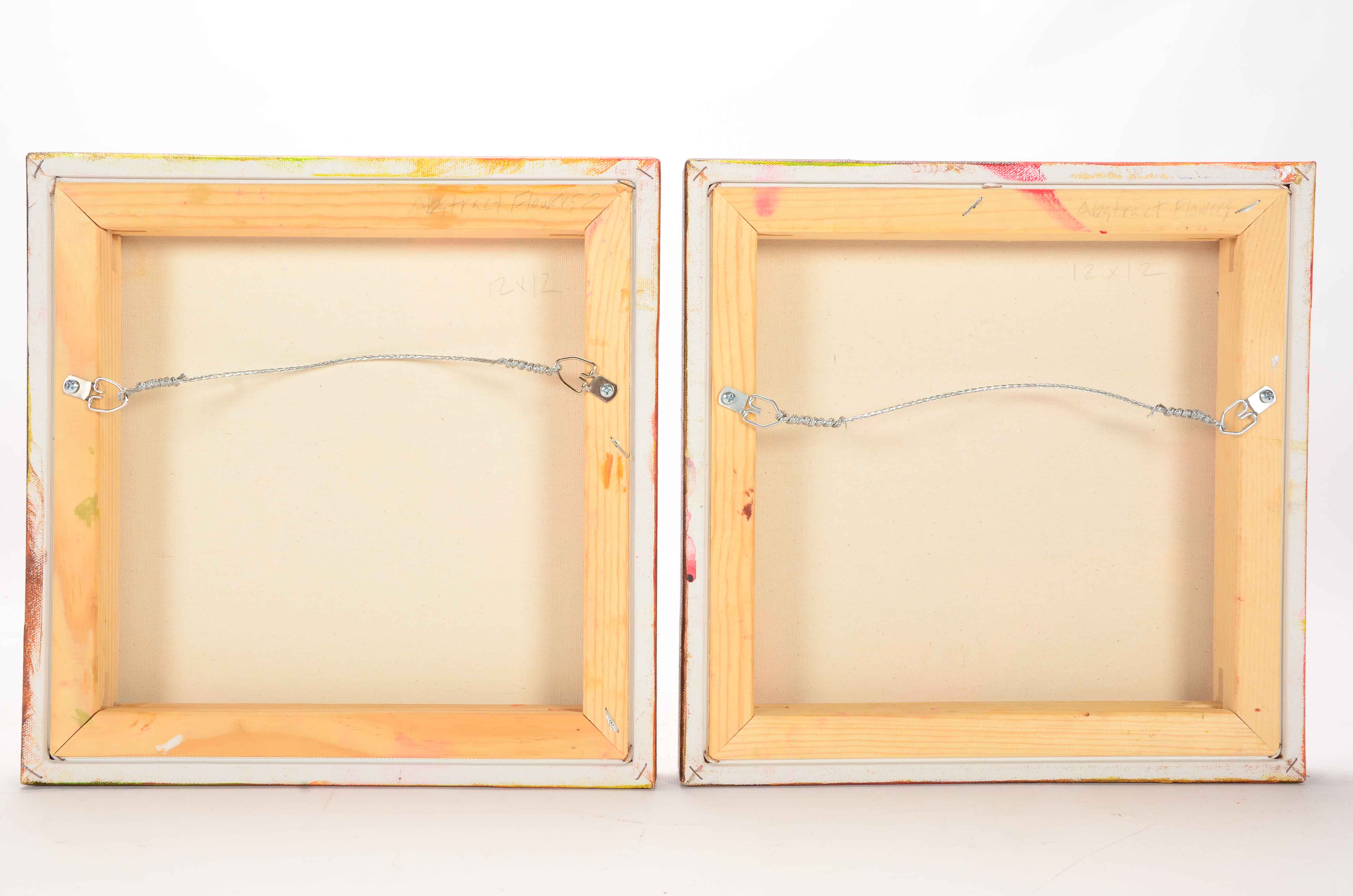 Original Mixed Media on Canvas Diptych "Abstract Flowers"