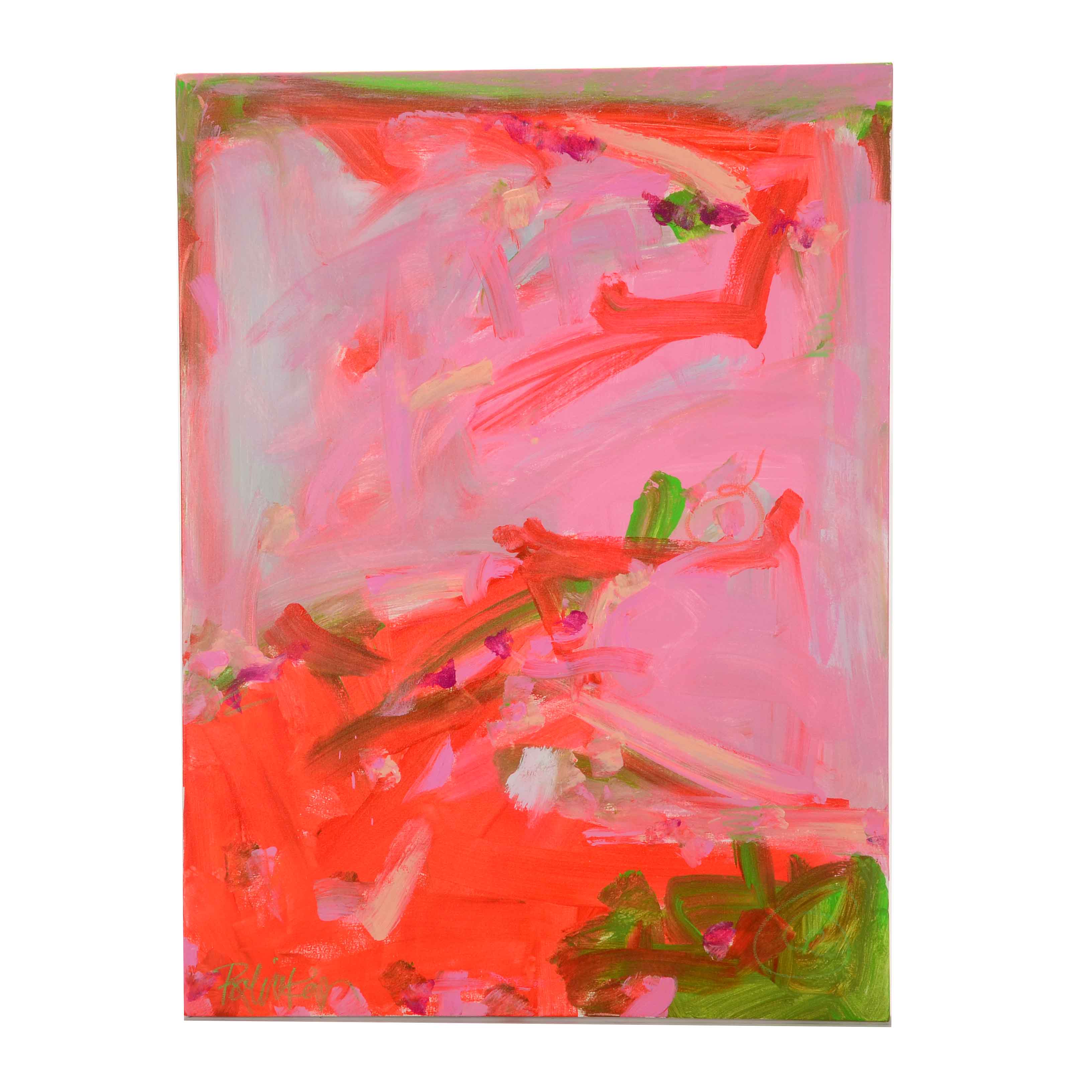 Robbie Kemper Original Abstract Acrylic Painting "Pink Lime"
