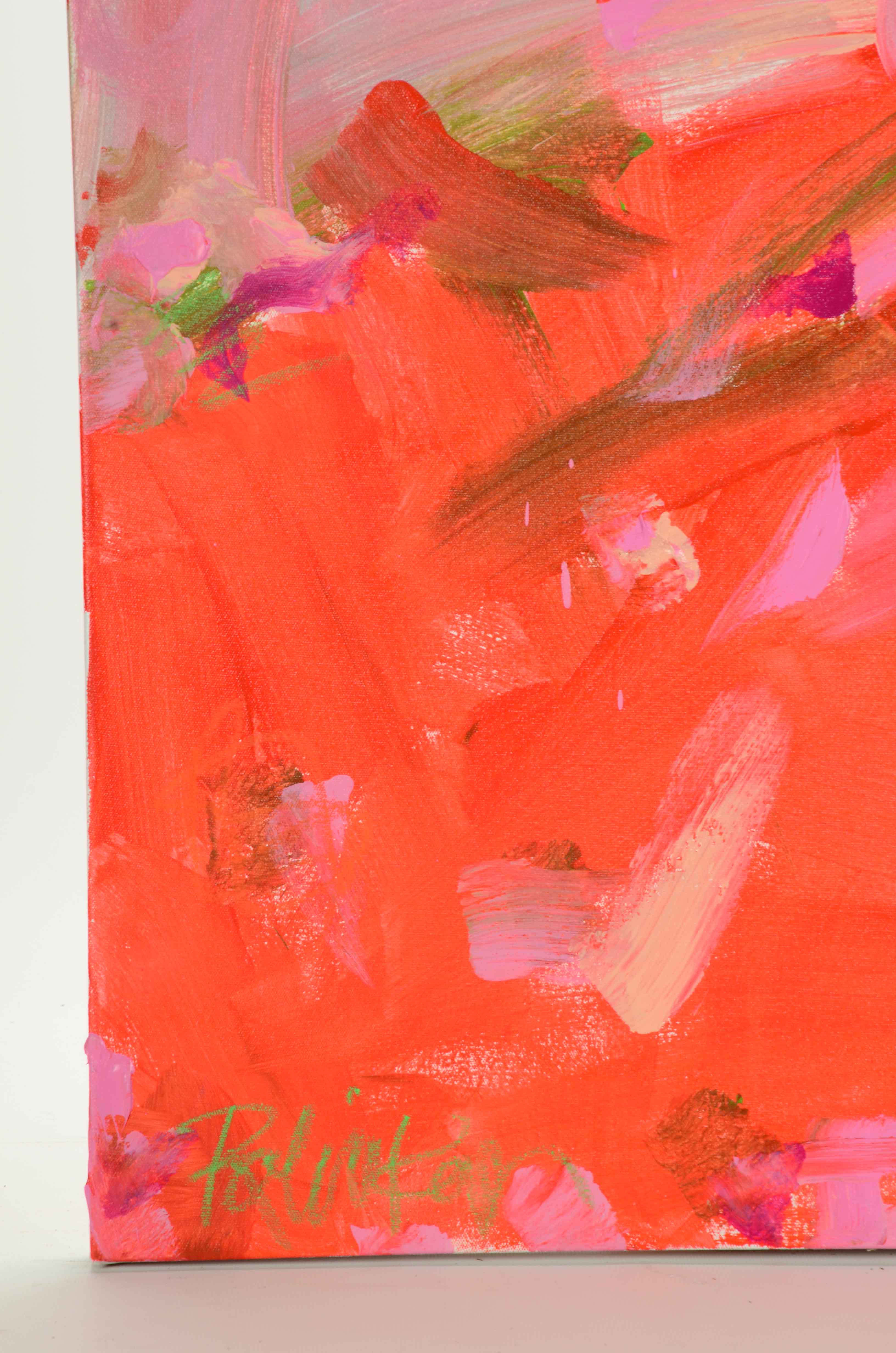 Robbie Kemper Original Abstract Acrylic Painting "Pink Lime"