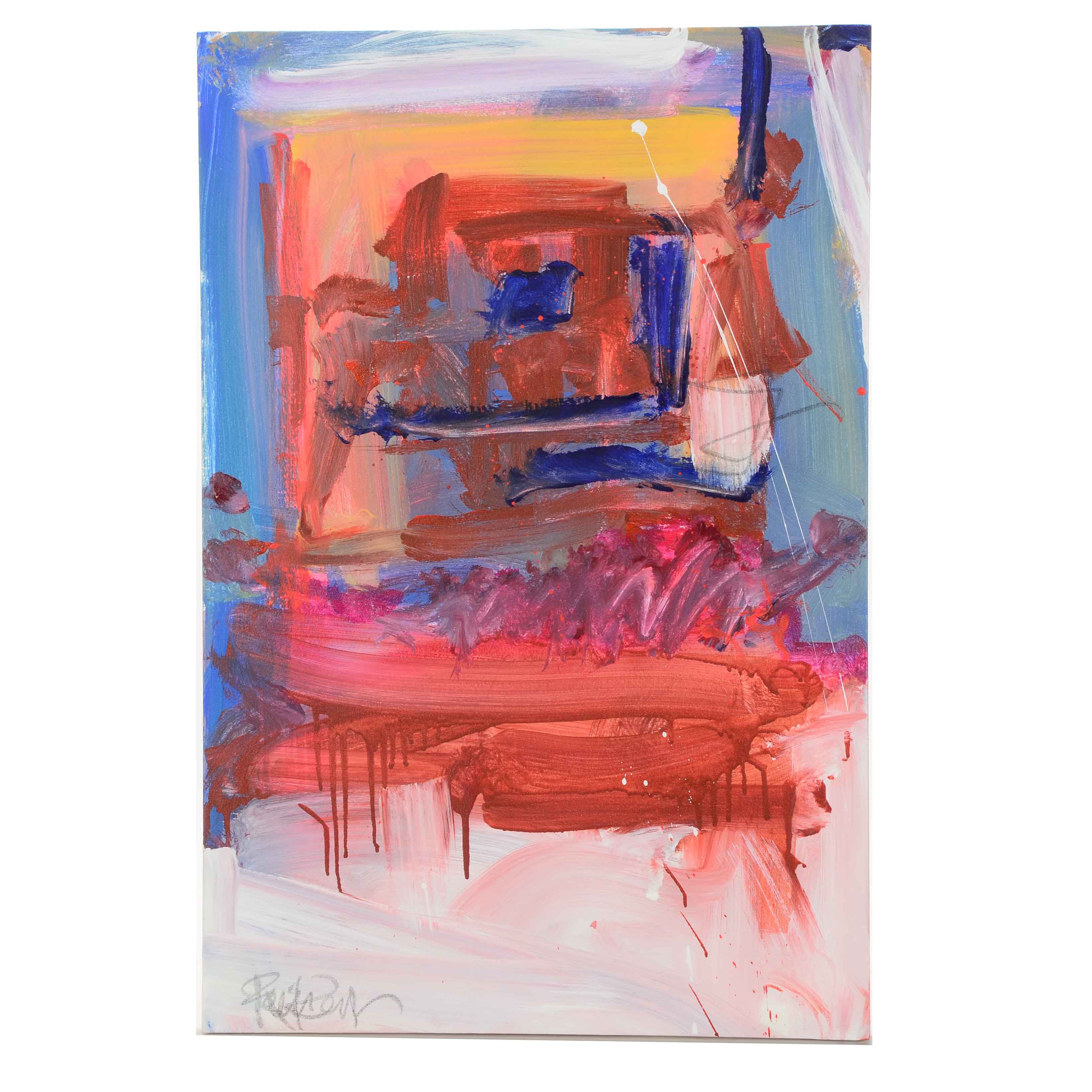 Robbie Kemper Abstract Acrylic Painting "Magenta Squiggle"