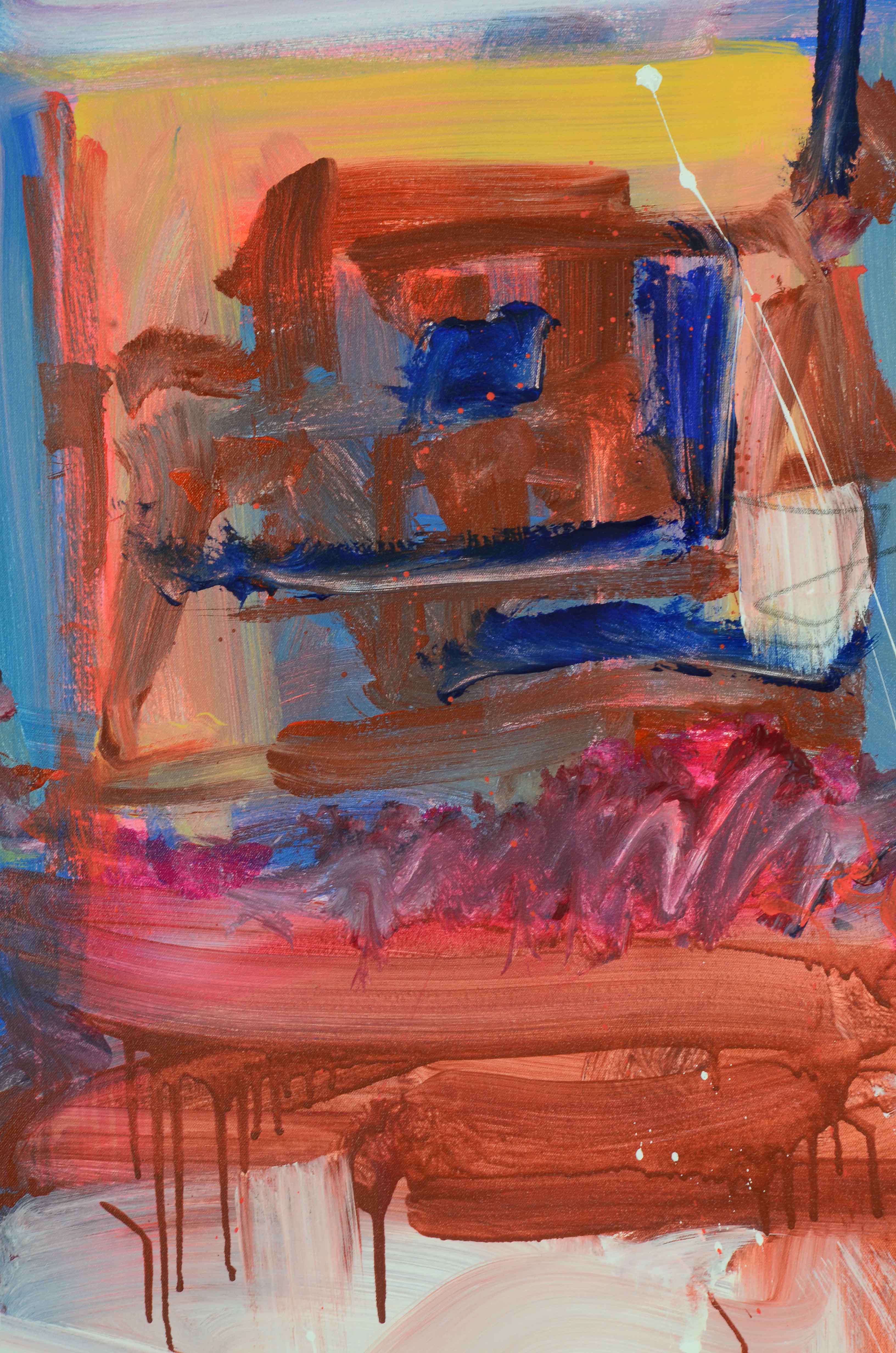 Robbie Kemper Abstract Acrylic Painting "Magenta Squiggle"