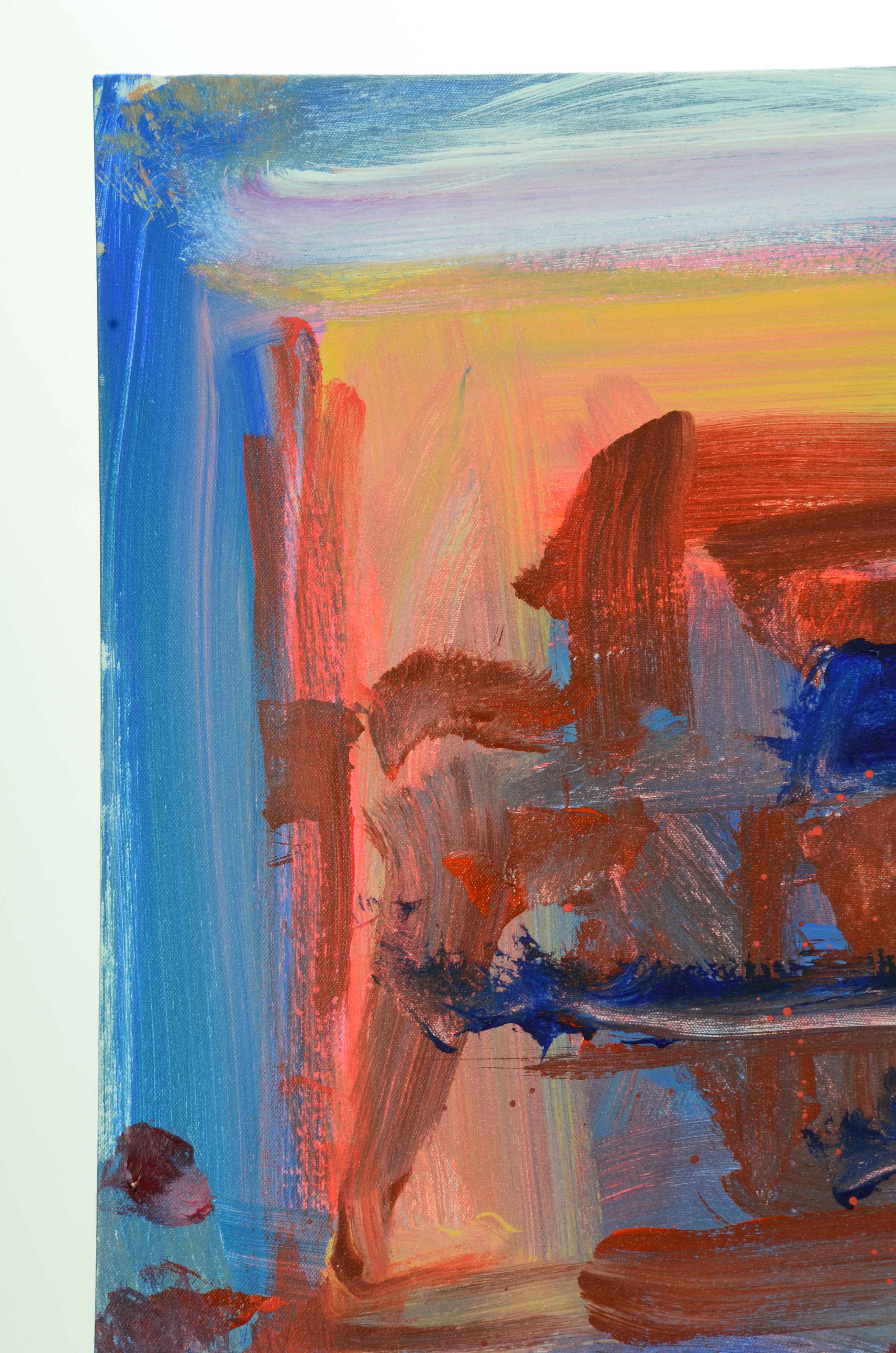 Robbie Kemper Abstract Acrylic Painting "Magenta Squiggle"