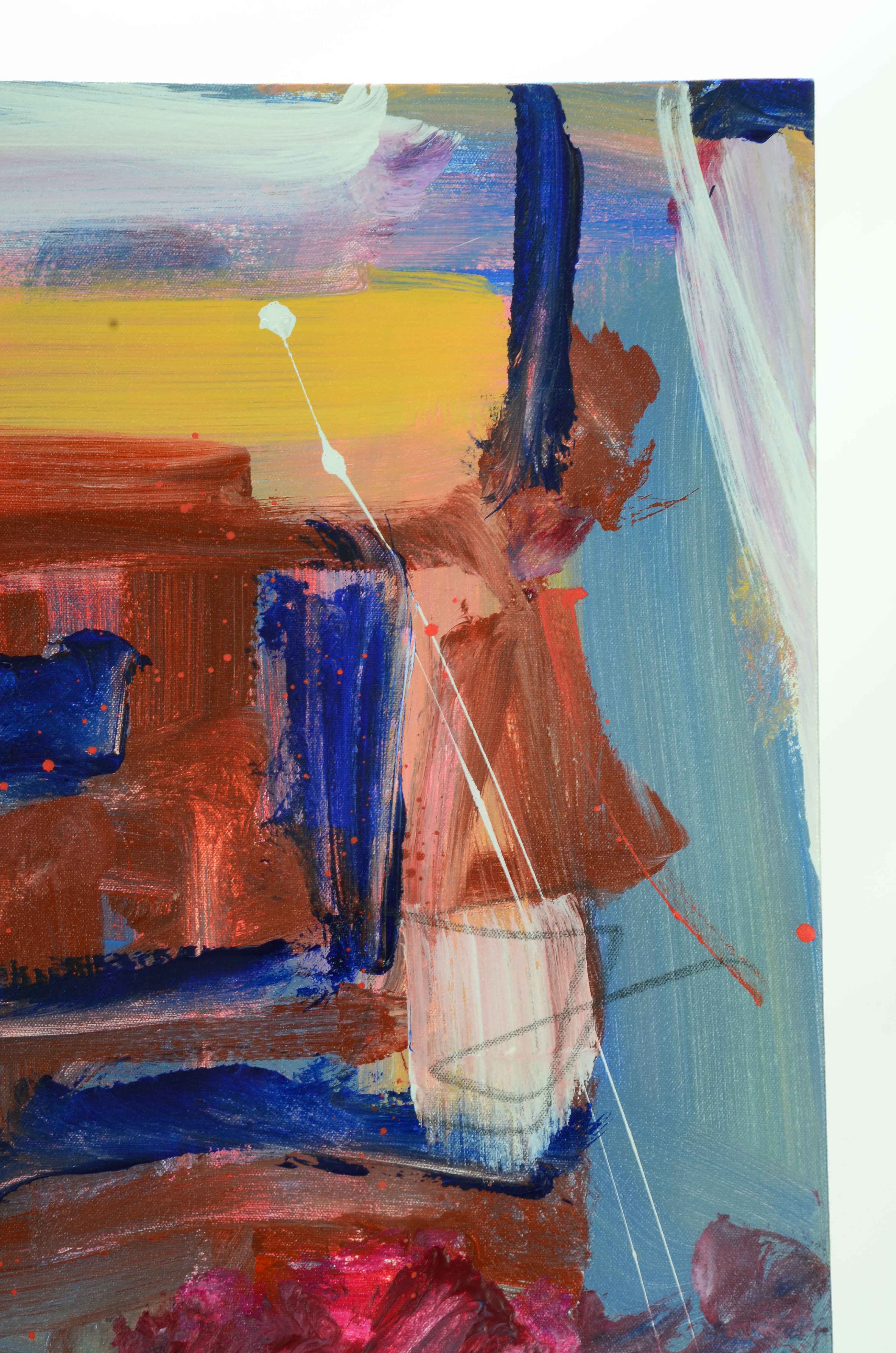 Robbie Kemper Abstract Acrylic Painting "Magenta Squiggle"