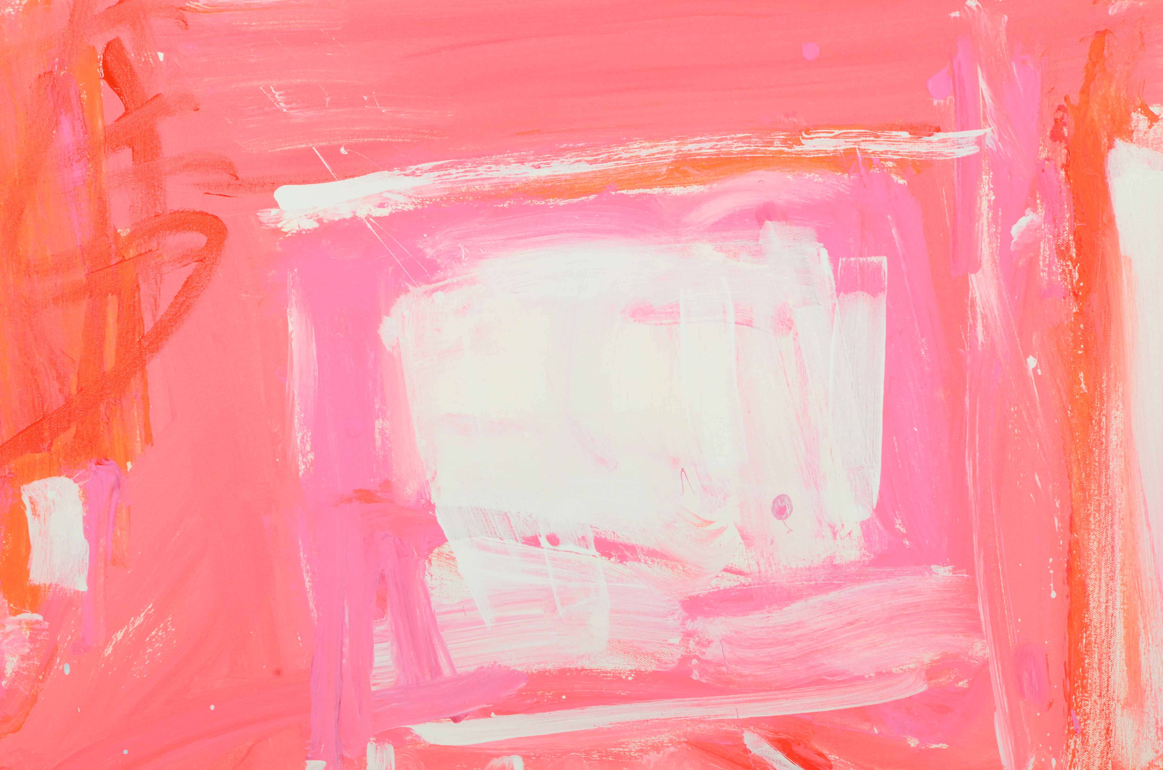 Robbie Kemper Abstract Acrylic Painting "White and Pink Squares"