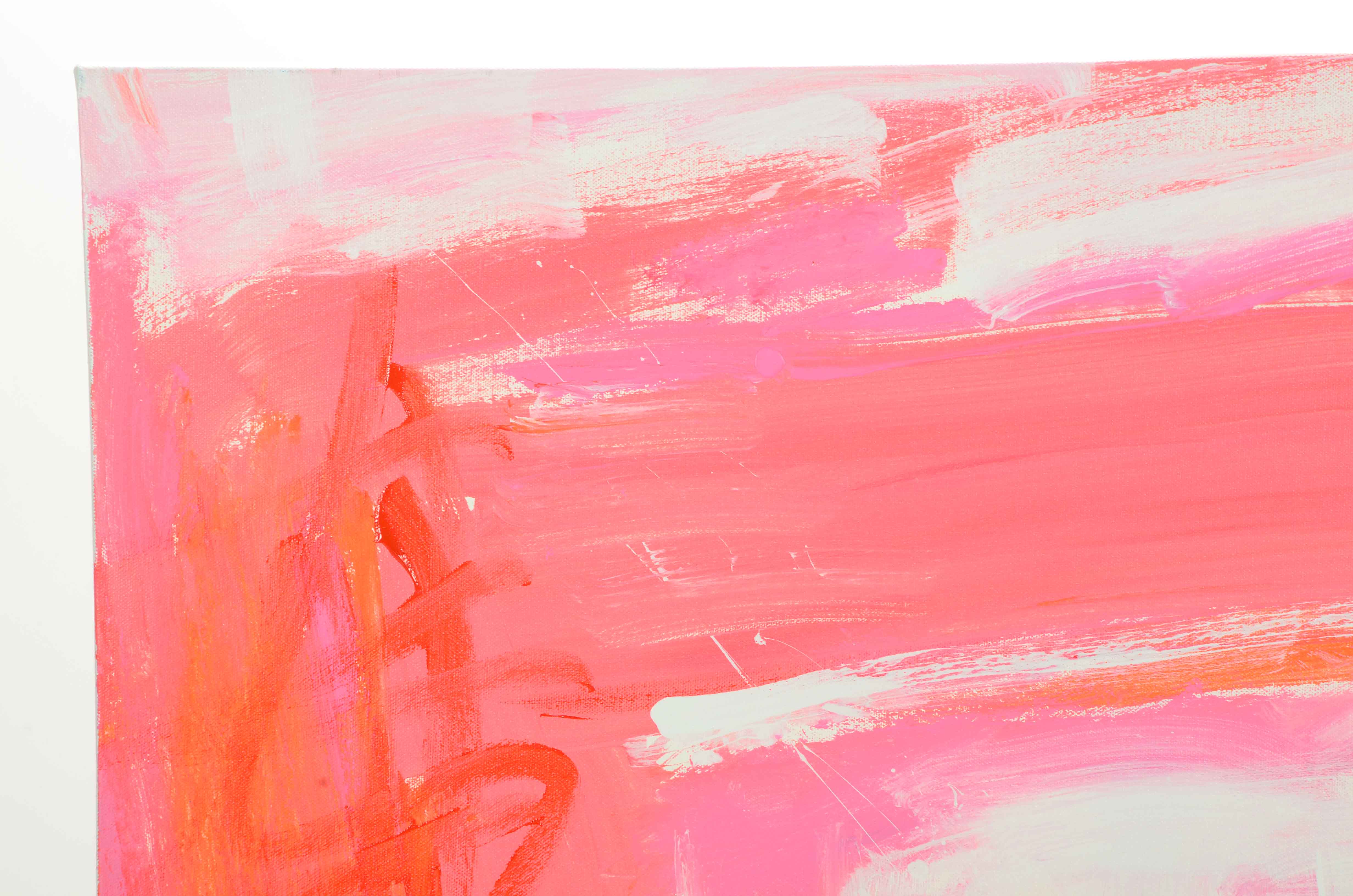 Robbie Kemper Abstract Acrylic Painting "White and Pink Squares"