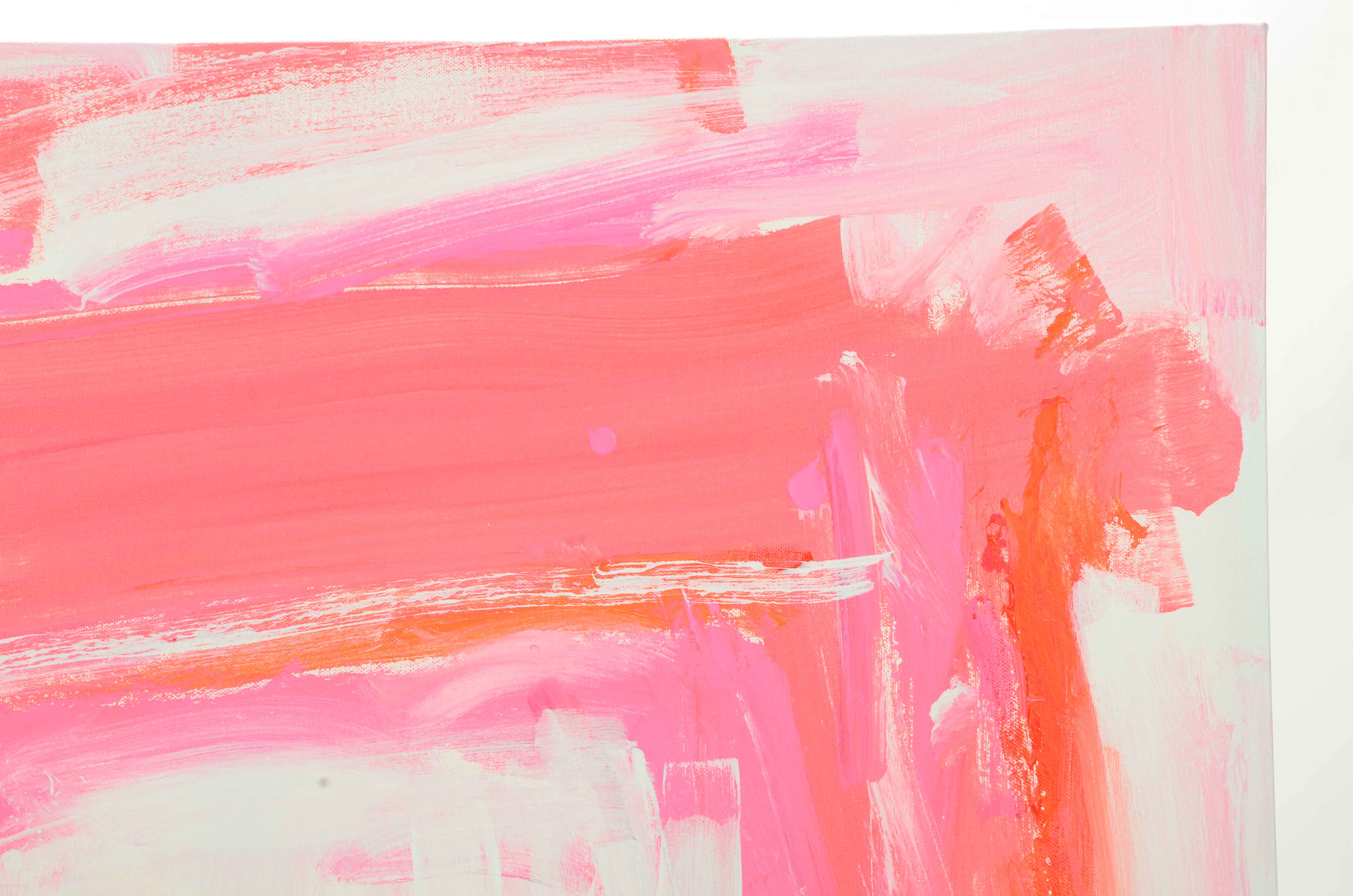 Robbie Kemper Abstract Acrylic Painting "White and Pink Squares"