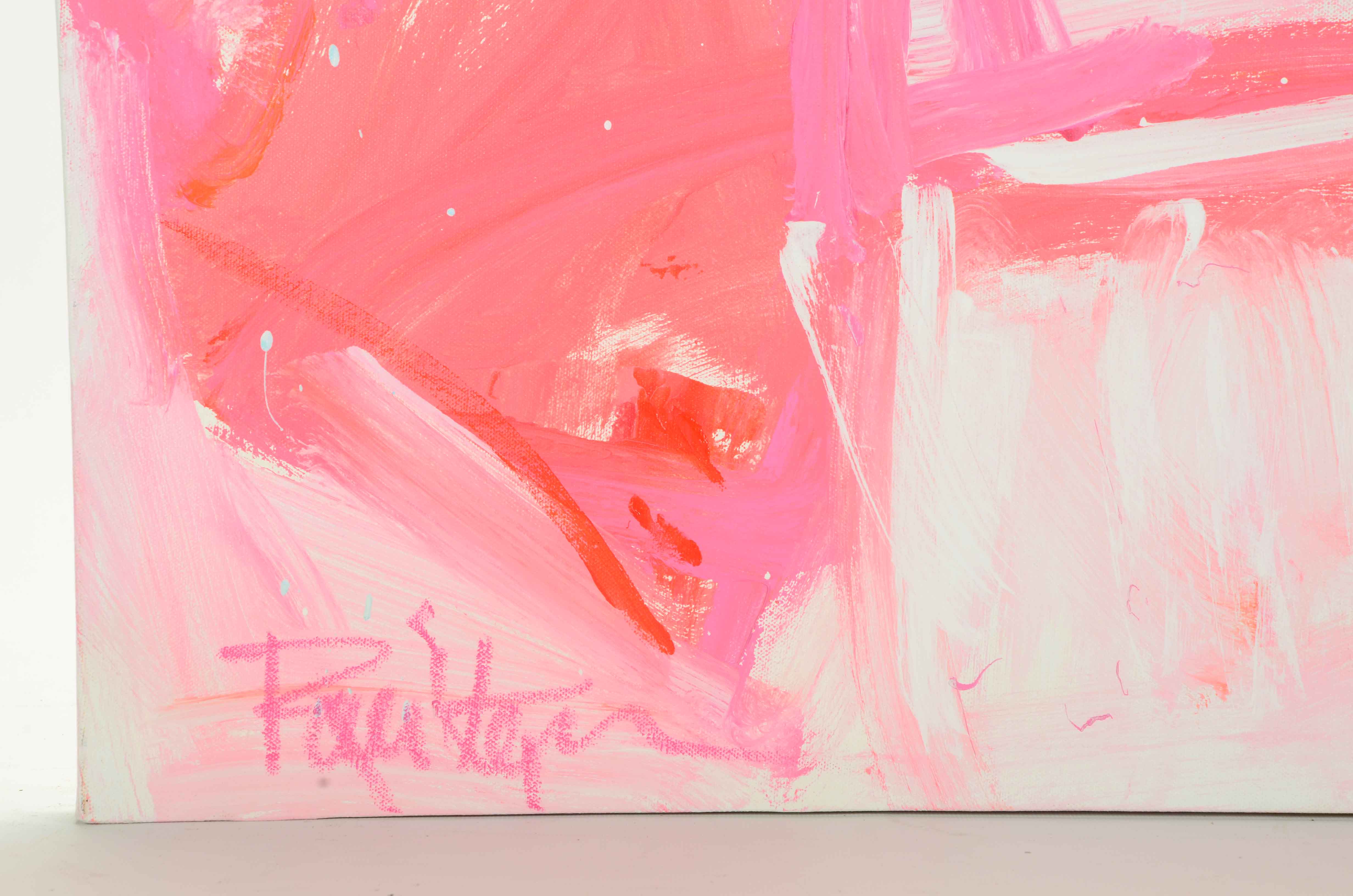 Robbie Kemper Abstract Acrylic Painting "White and Pink Squares"